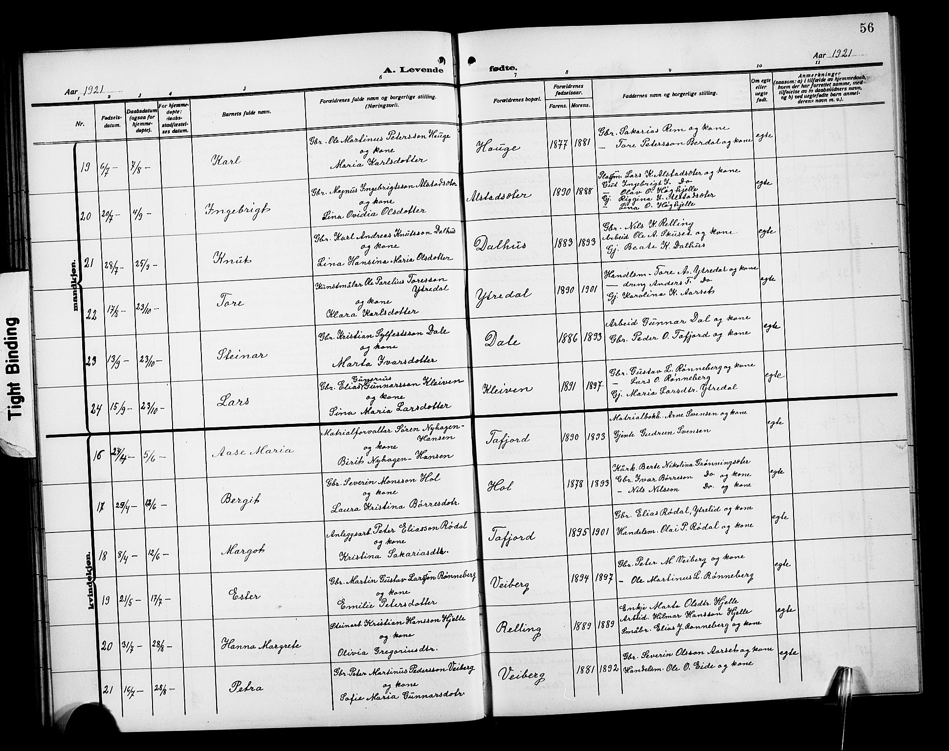 Ministerialprotokoller, klokkerbøker og fødselsregistre - Møre og Romsdal, SAT/A-1454/519/L0265: Klokkerbok nr. 519C06, 1911-1921, s. 56