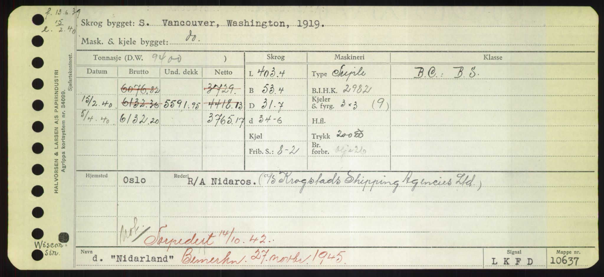 Sjøfartsdirektoratet med forløpere, Skipsmålingen, RA/S-1627/H/Hd/L0026: Fartøy, N-Norhol, s. 189