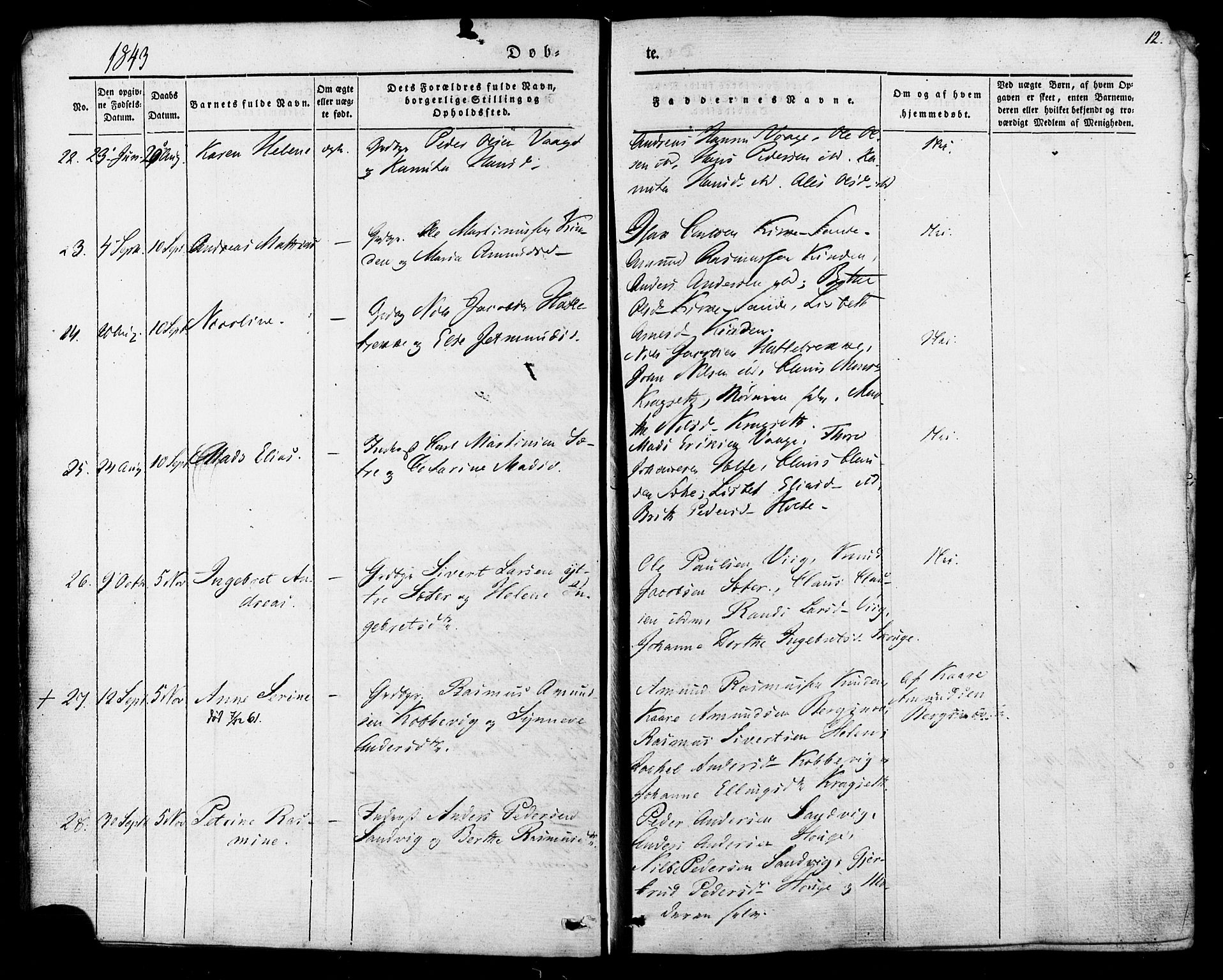 Ministerialprotokoller, klokkerbøker og fødselsregistre - Møre og Romsdal, AV/SAT-A-1454/503/L0034: Ministerialbok nr. 503A02, 1841-1884, s. 12