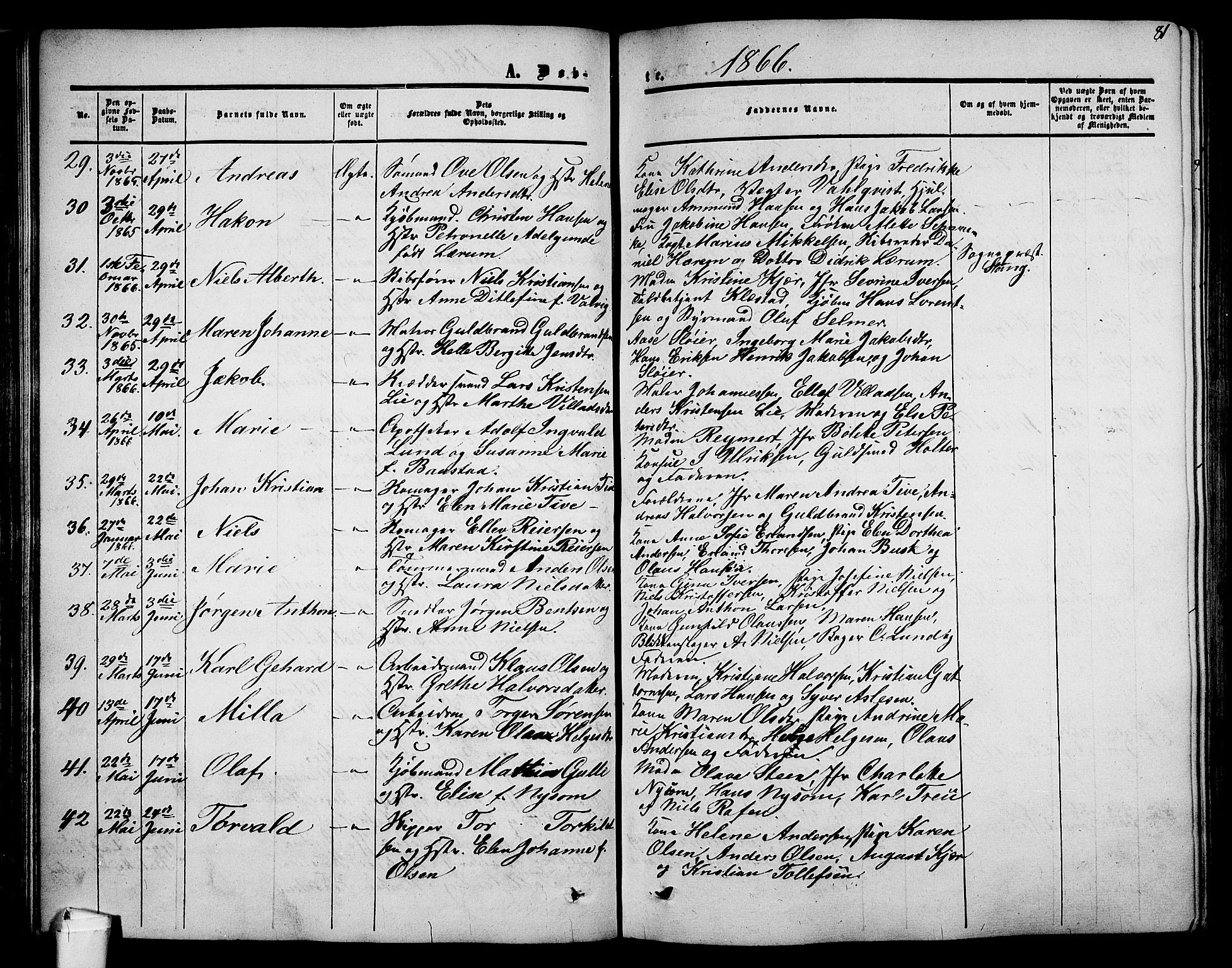 Holmestrand kirkebøker, AV/SAKO-A-346/G/Ga/L0003: Klokkerbok nr. 3, 1849-1874, s. 81