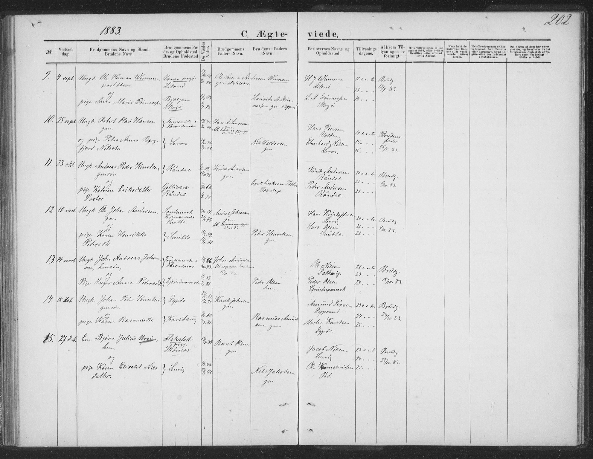 Ministerialprotokoller, klokkerbøker og fødselsregistre - Nordland, AV/SAT-A-1459/863/L0913: Klokkerbok nr. 863C03, 1877-1885, s. 202