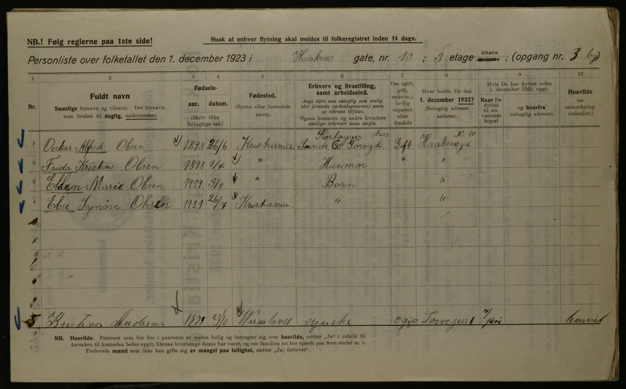 OBA, Kommunal folketelling 1.12.1923 for Kristiania, 1923, s. 47603