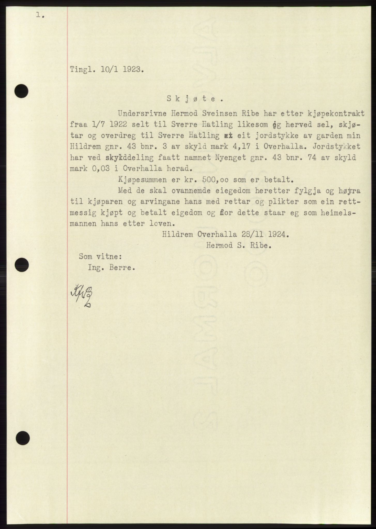 Namdal sorenskriveri, SAT/A-4133/1/2/2C: Pantebok nr. -, 1922-1925, Tingl.dato: 10.01.1923