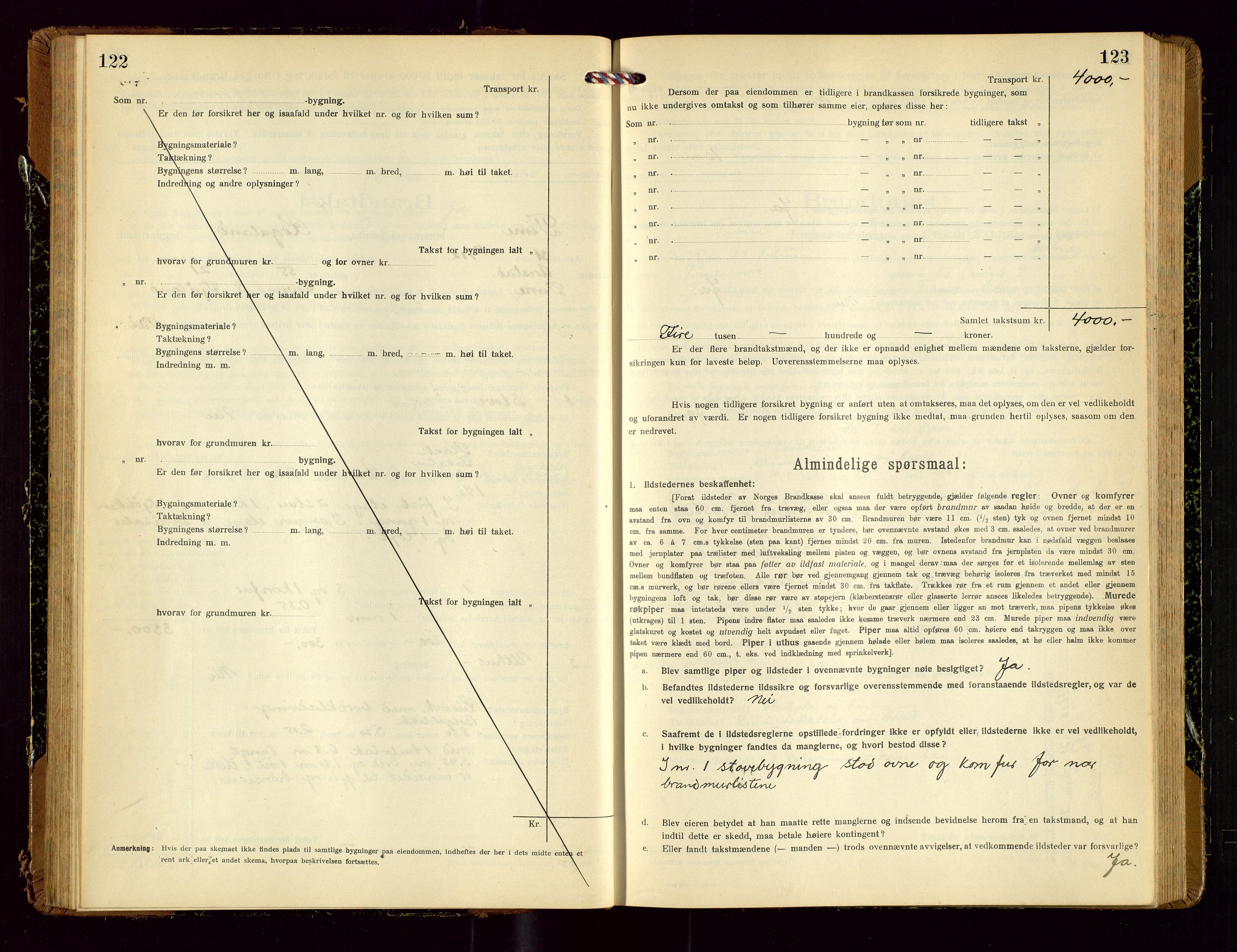 Time lensmannskontor, SAST/A-100420/Gob/L0002: Branntakstprotokoll, 1919-1952, s. 122-123