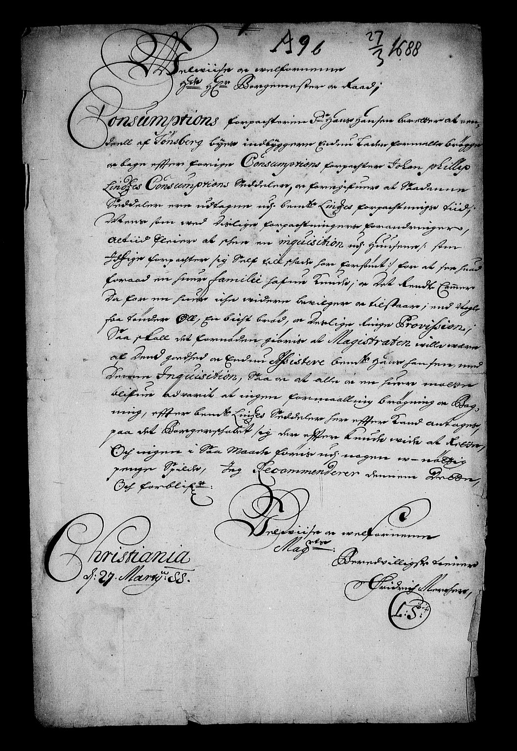 Stattholderembetet 1572-1771, RA/EA-2870/Af/L0002: Avskrifter av vedlegg til originale supplikker, nummerert i samsvar med supplikkbøkene, 1687-1689, s. 122
