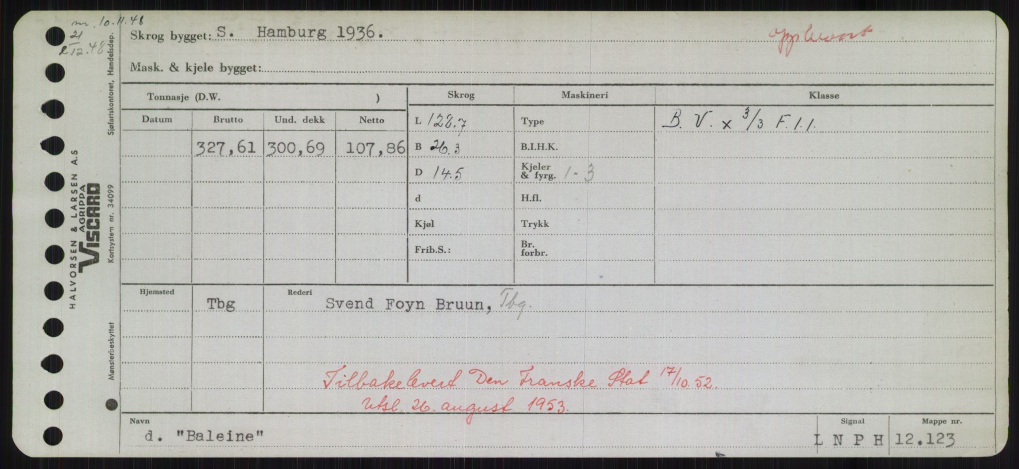 Sjøfartsdirektoratet med forløpere, Skipsmålingen, AV/RA-S-1627/H/Hd/L0003: Fartøy, B-Bev, s. 149