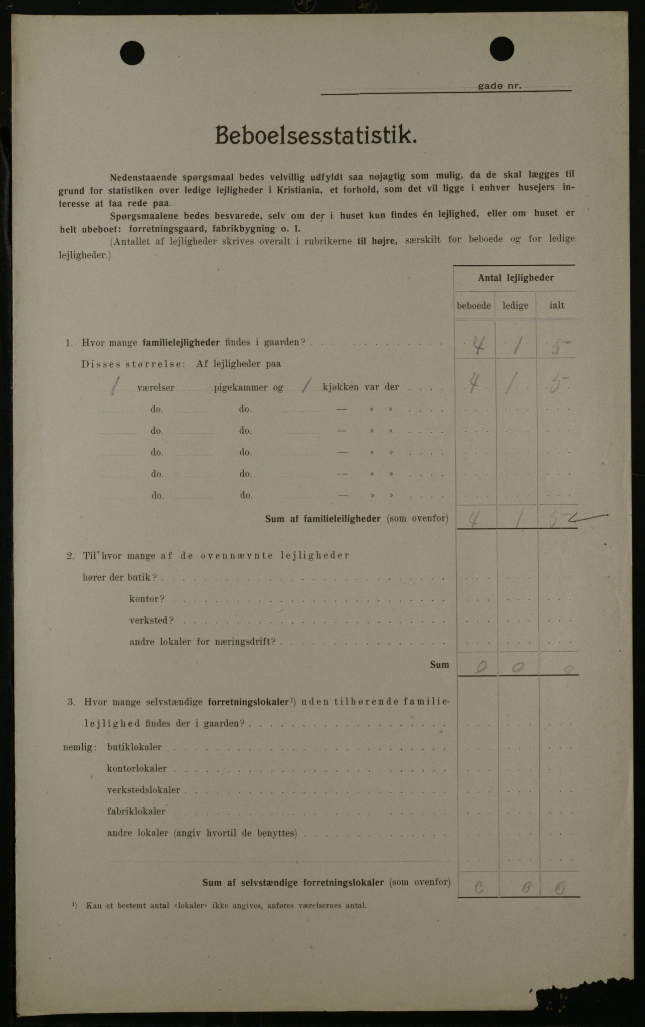 OBA, Kommunal folketelling 1.2.1908 for Kristiania kjøpstad, 1908, s. 4019