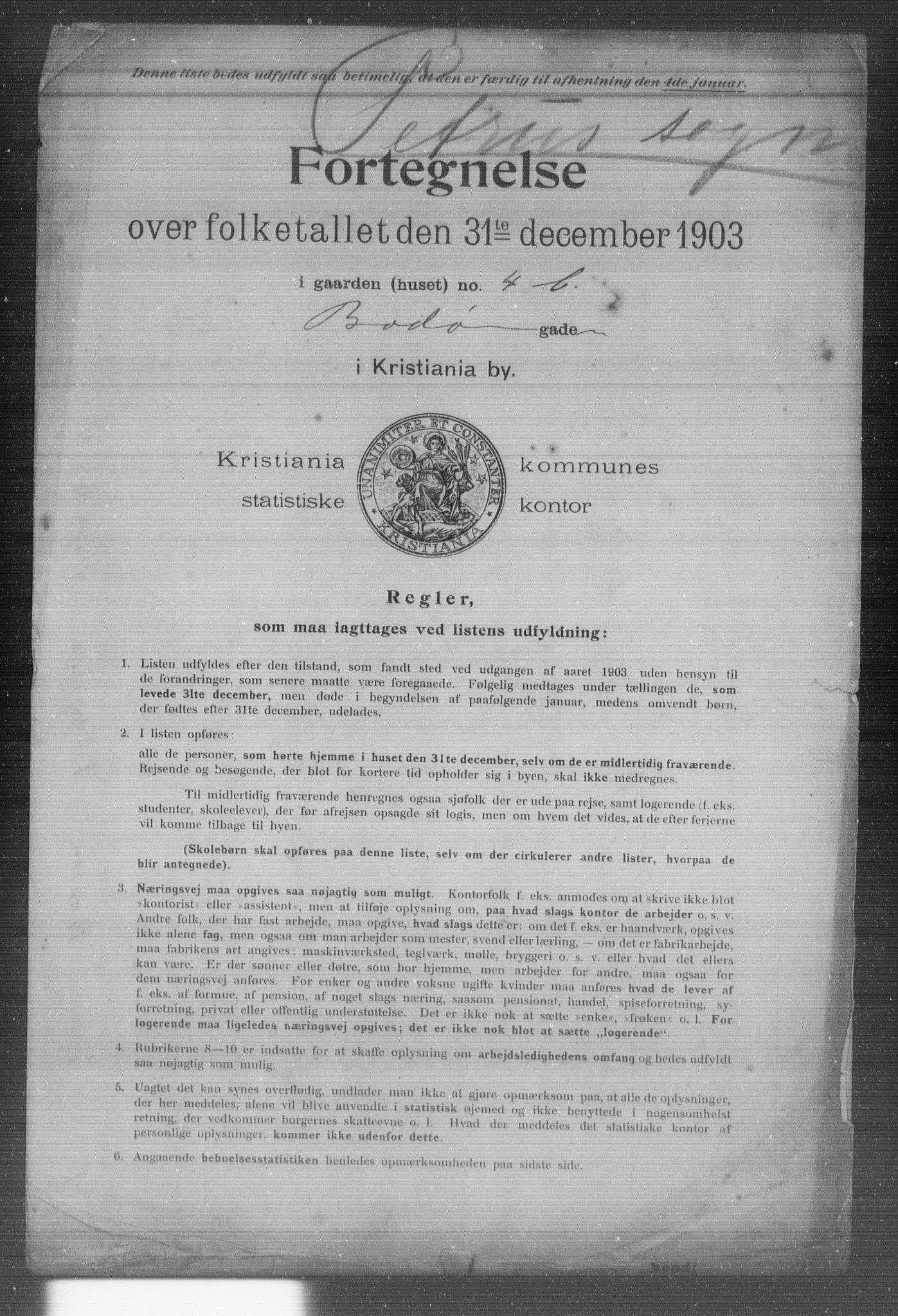 OBA, Kommunal folketelling 31.12.1903 for Kristiania kjøpstad, 1903, s. 1425