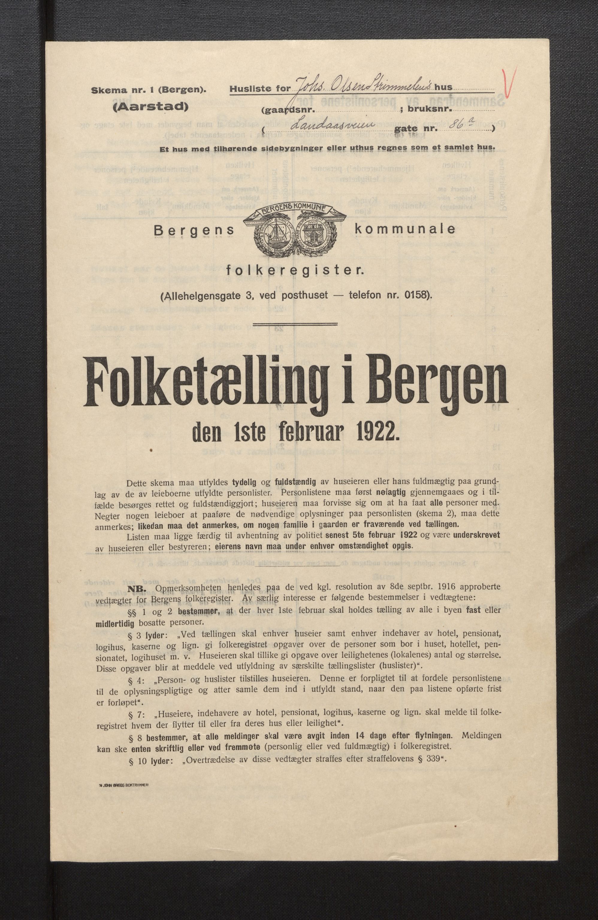 SAB, Kommunal folketelling 1922 for Bergen kjøpstad, 1922, s. 55287