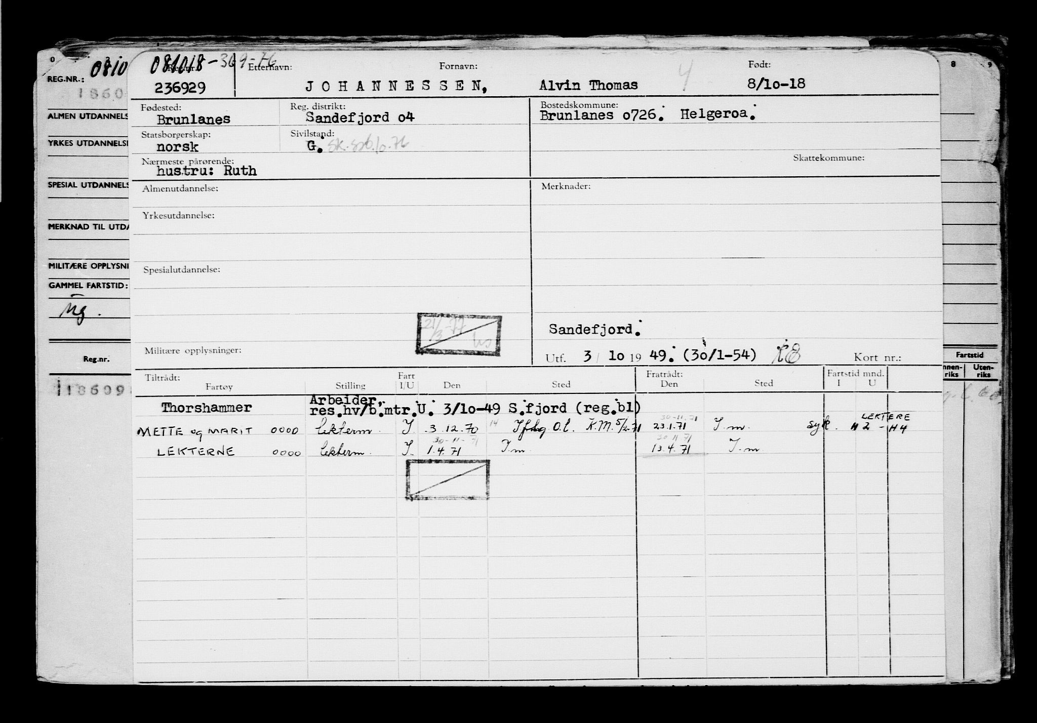 Direktoratet for sjømenn, AV/RA-S-3545/G/Gb/L0163: Hovedkort, 1918, s. 189
