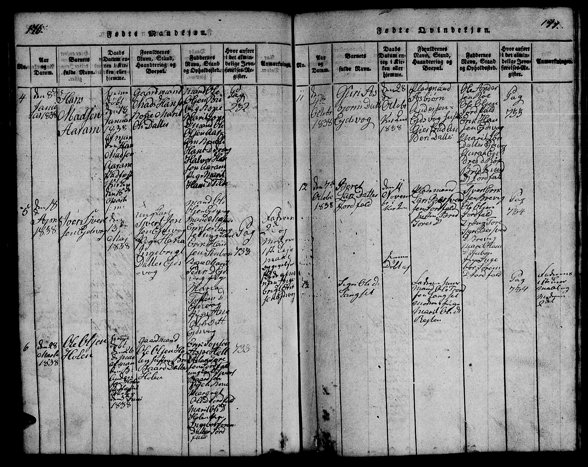 Ministerialprotokoller, klokkerbøker og fødselsregistre - Møre og Romsdal, AV/SAT-A-1454/551/L0629: Klokkerbok nr. 551C01, 1818-1839, s. 176-177