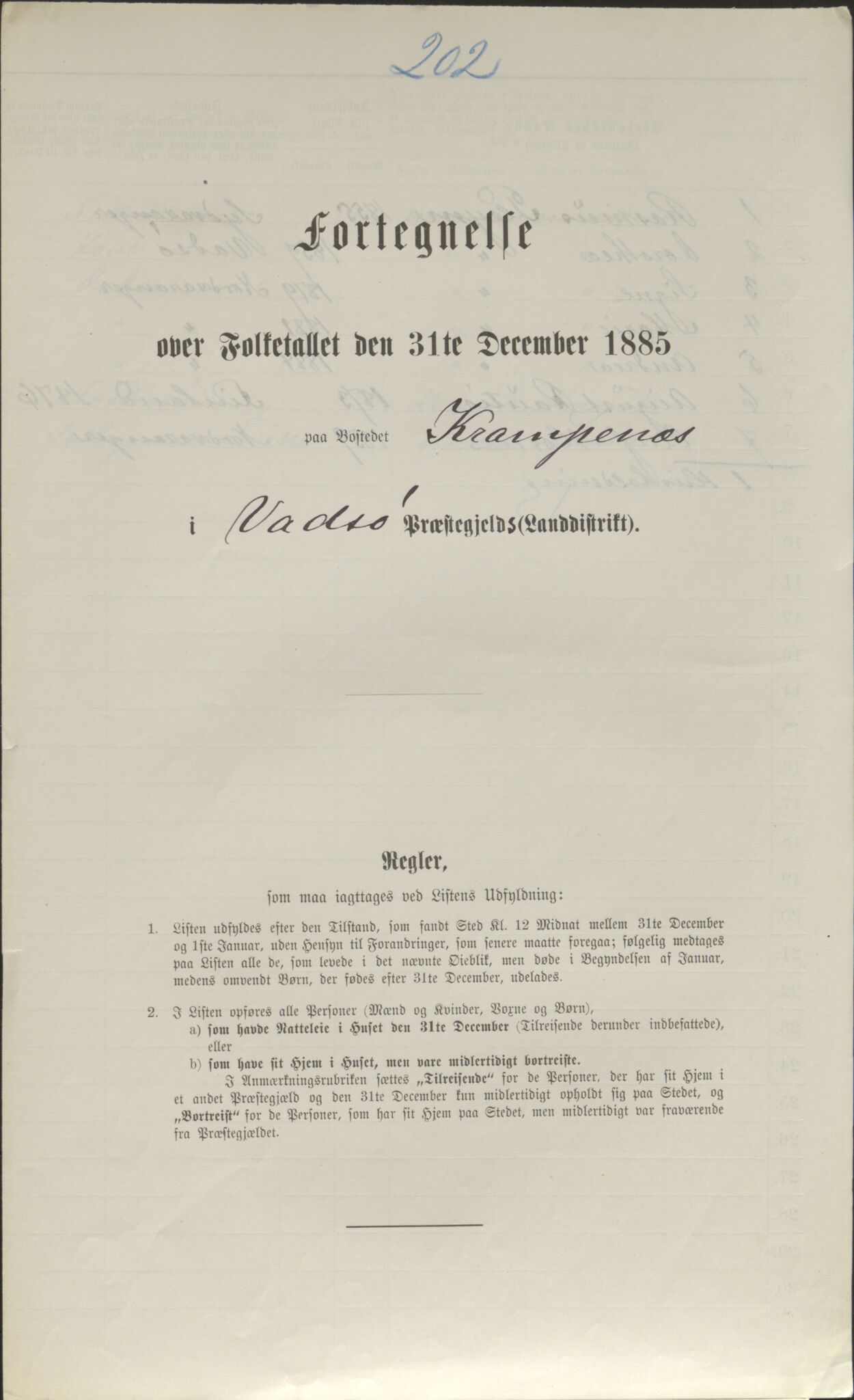 SATØ, Folketelling 1885 for 2029 Vadsø landsogn, 1885, s. 202a