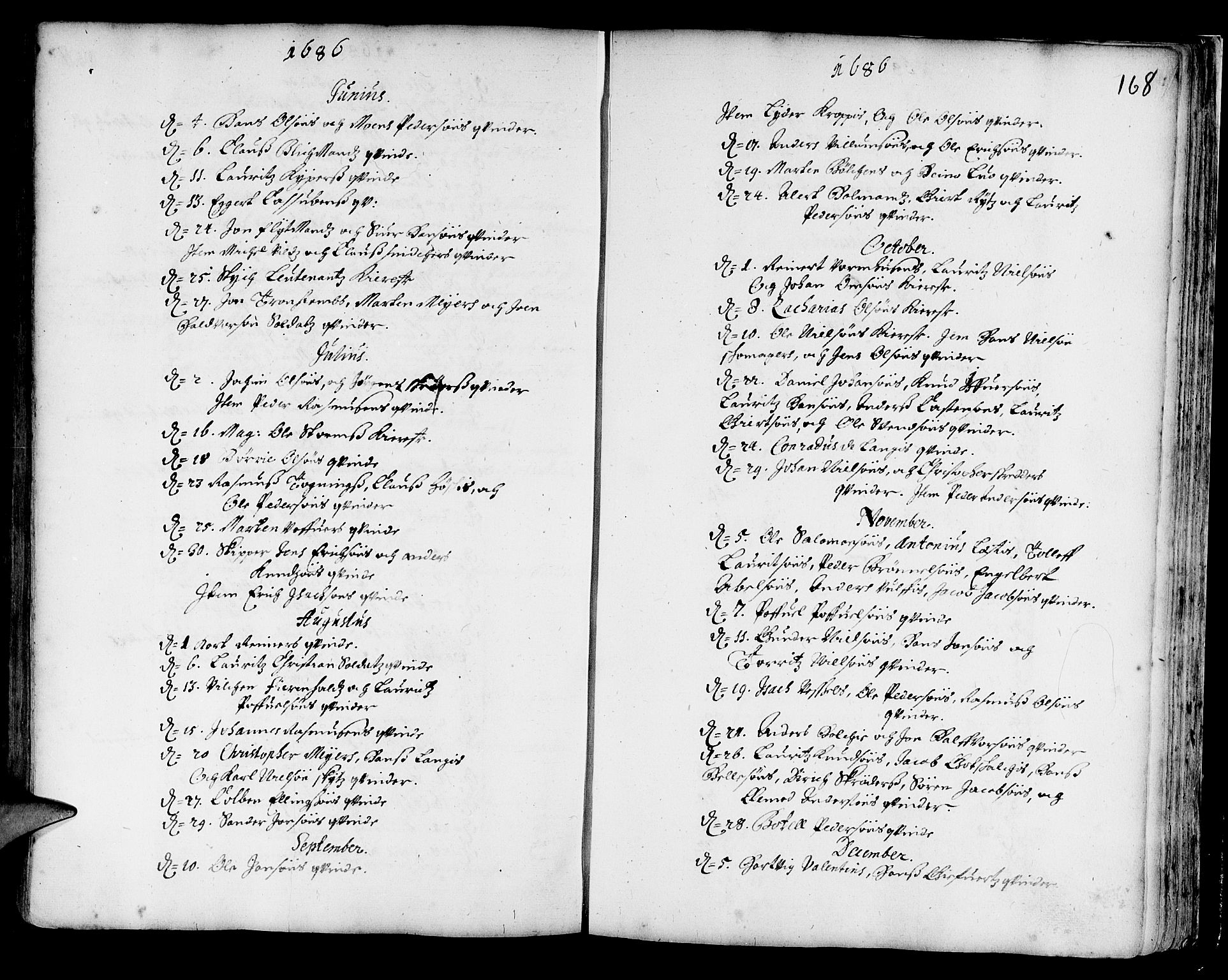 Korskirken sokneprestembete, SAB/A-76101/H/Haa/L0001: Ministerialbok nr. A 1, 1674-1688, s. 168