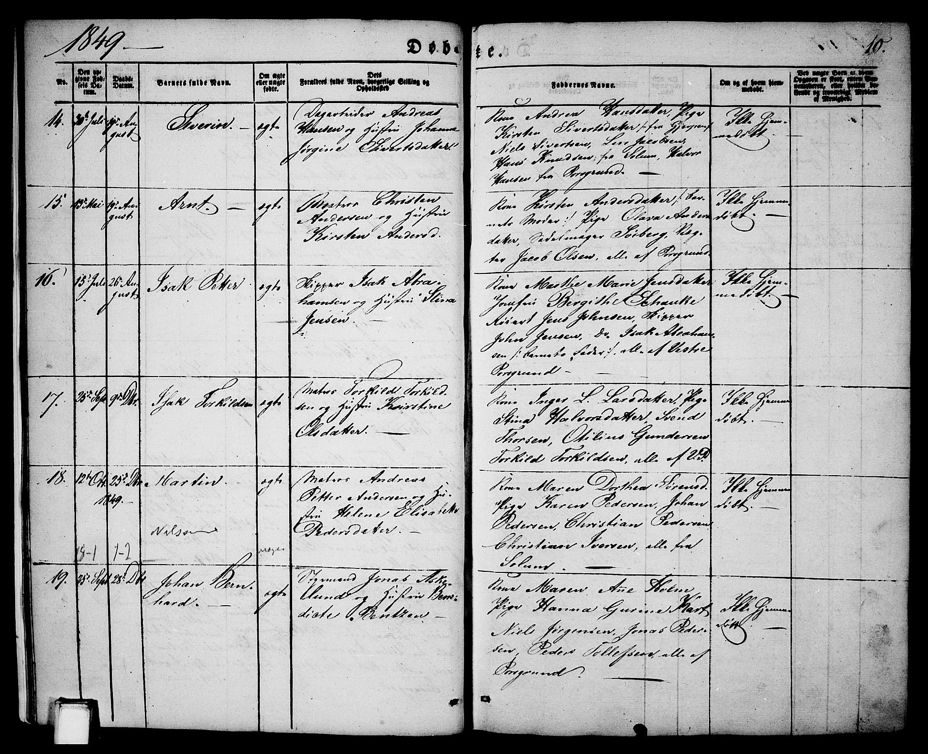 Porsgrunn kirkebøker , AV/SAKO-A-104/G/Ga/L0002: Klokkerbok nr. I 2, 1847-1877, s. 10