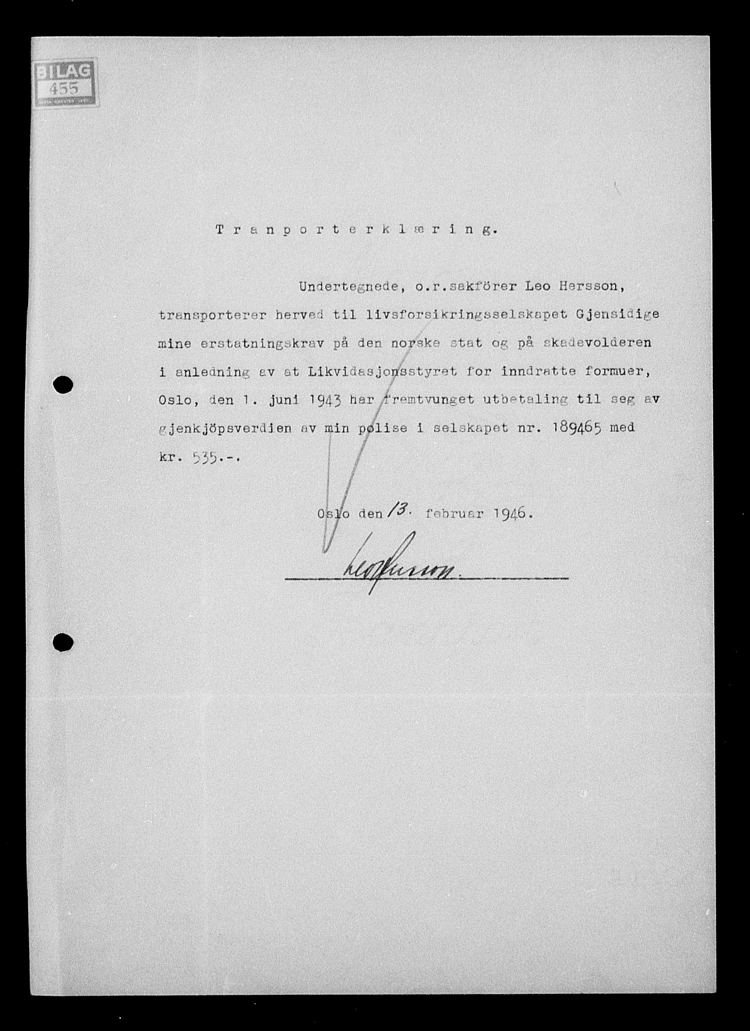 Justisdepartementet, Tilbakeføringskontoret for inndratte formuer, AV/RA-S-1564/H/Hc/Hcc/L0943: --, 1945-1947, s. 180