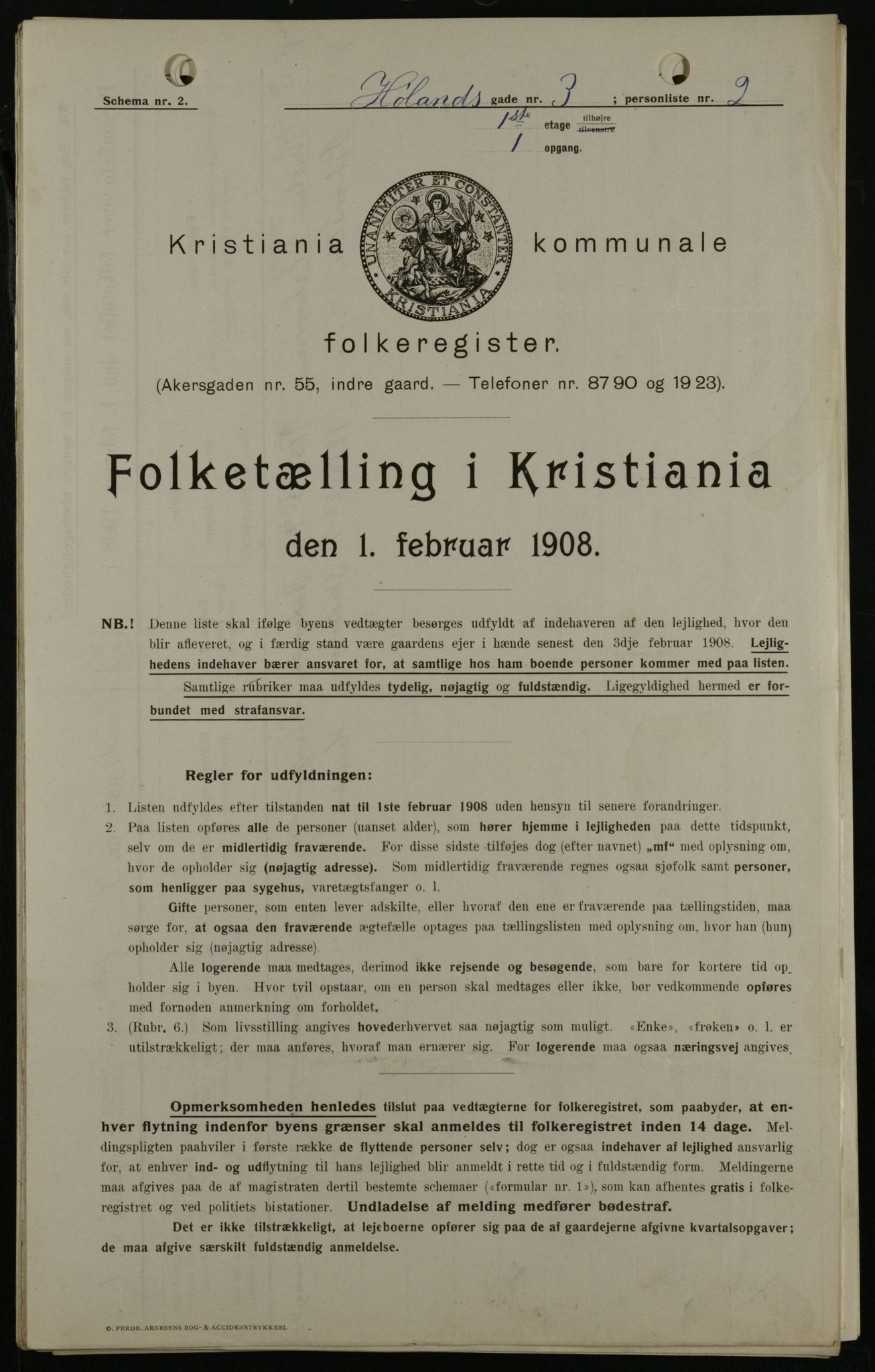 OBA, Kommunal folketelling 1.2.1908 for Kristiania kjøpstad, 1908, s. 38012