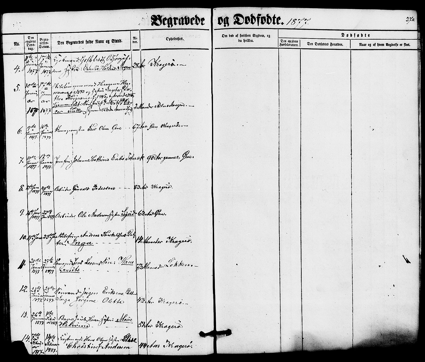 Kragerø kirkebøker, AV/SAKO-A-278/G/Ga/L0005: Klokkerbok nr. 5, 1865-1881, s. 270