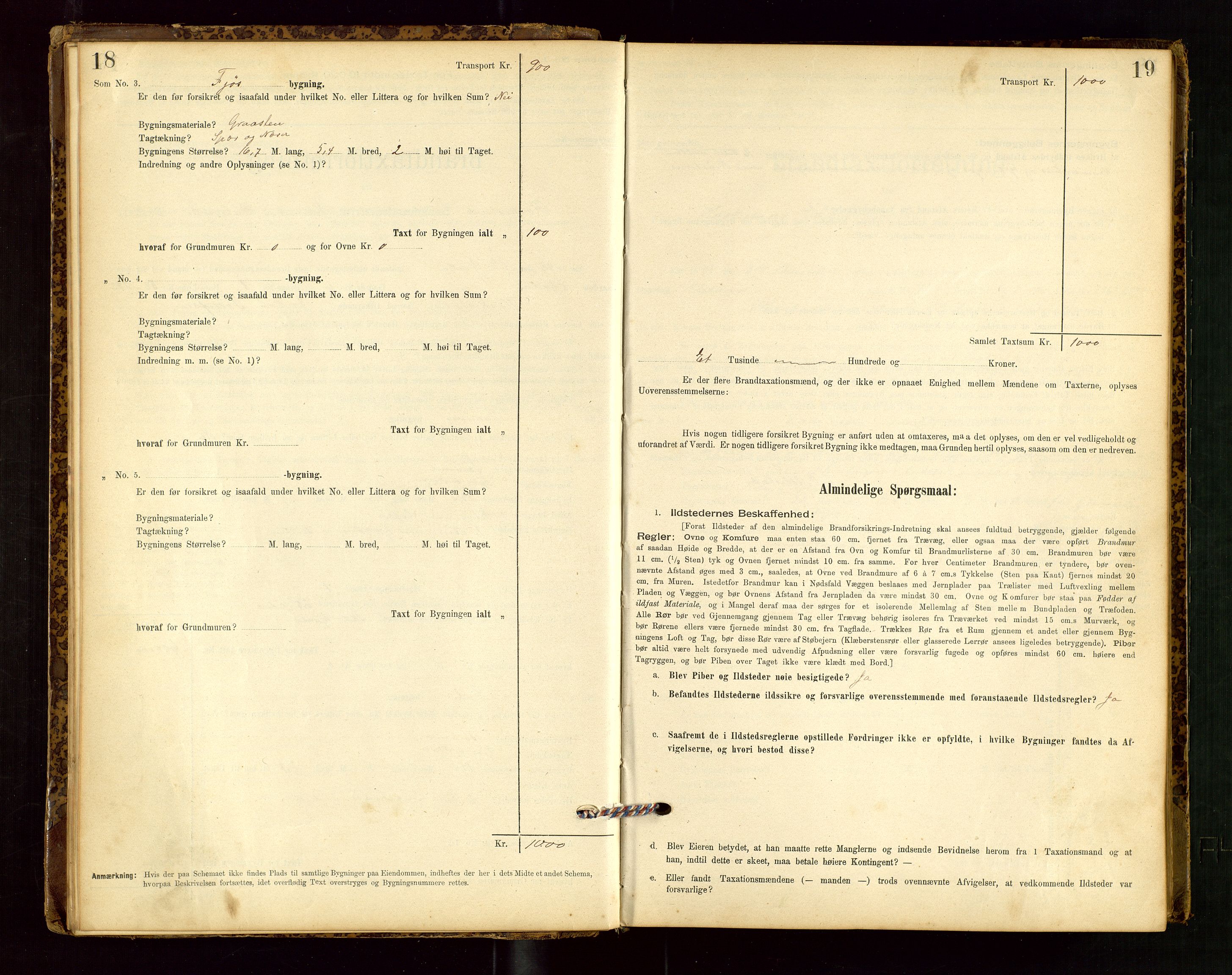 Heskestad lensmannskontor, SAST/A-100304/Gob/L0001: "Brandtaxationsprotokol", 1894-1915, s. 18-19