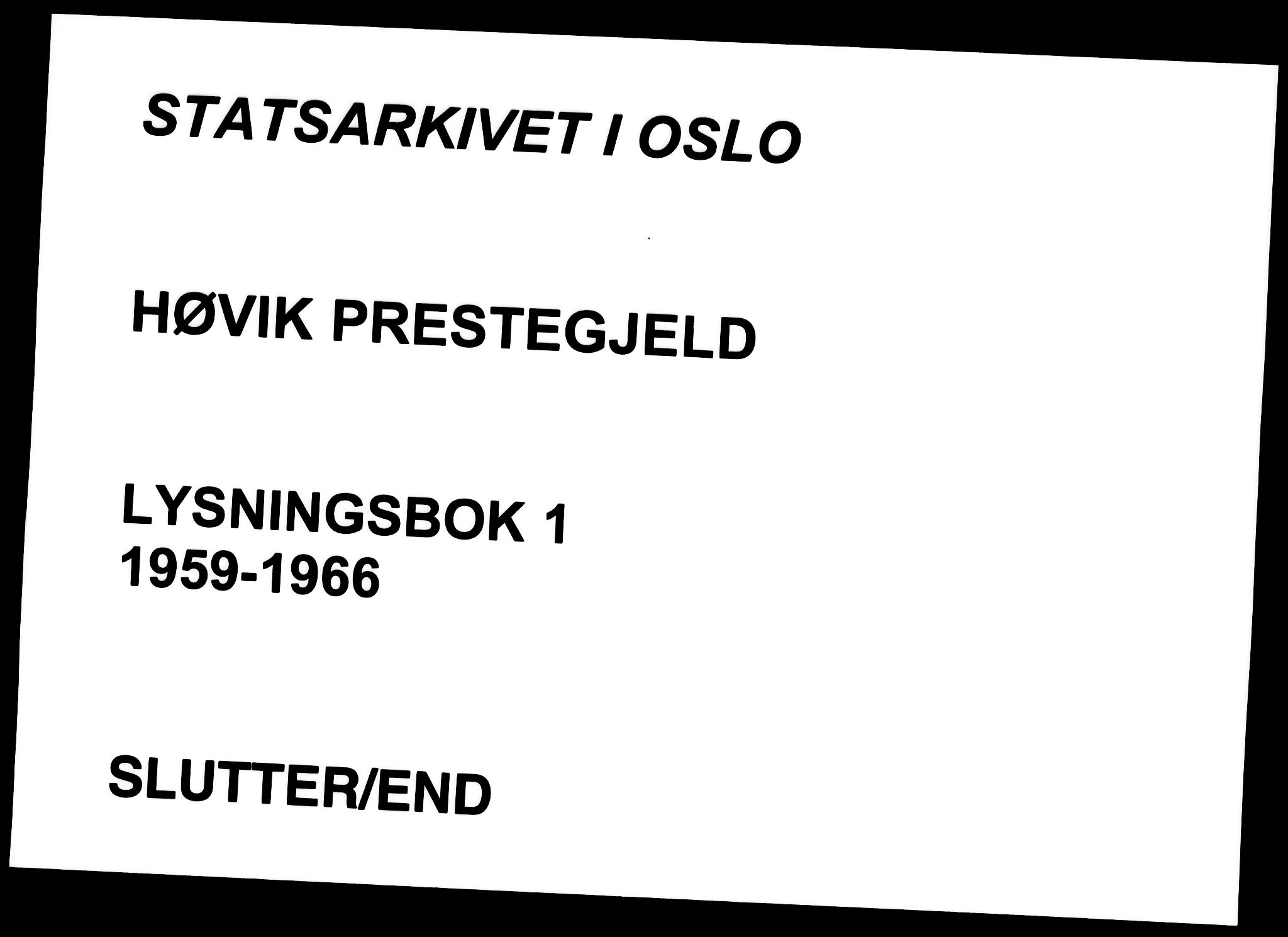 Høvik prestekontor Kirkebøker, SAO/A-11081/H/Ha/L0001: Lysningsprotokoll nr. 1, 1959-1966