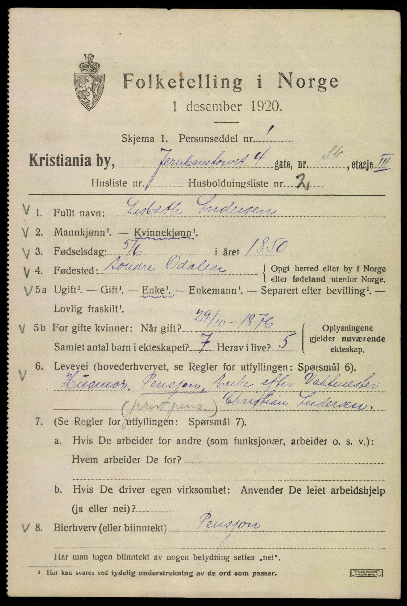 SAO, Folketelling 1920 for 0301 Kristiania kjøpstad, 1920, s. 323249