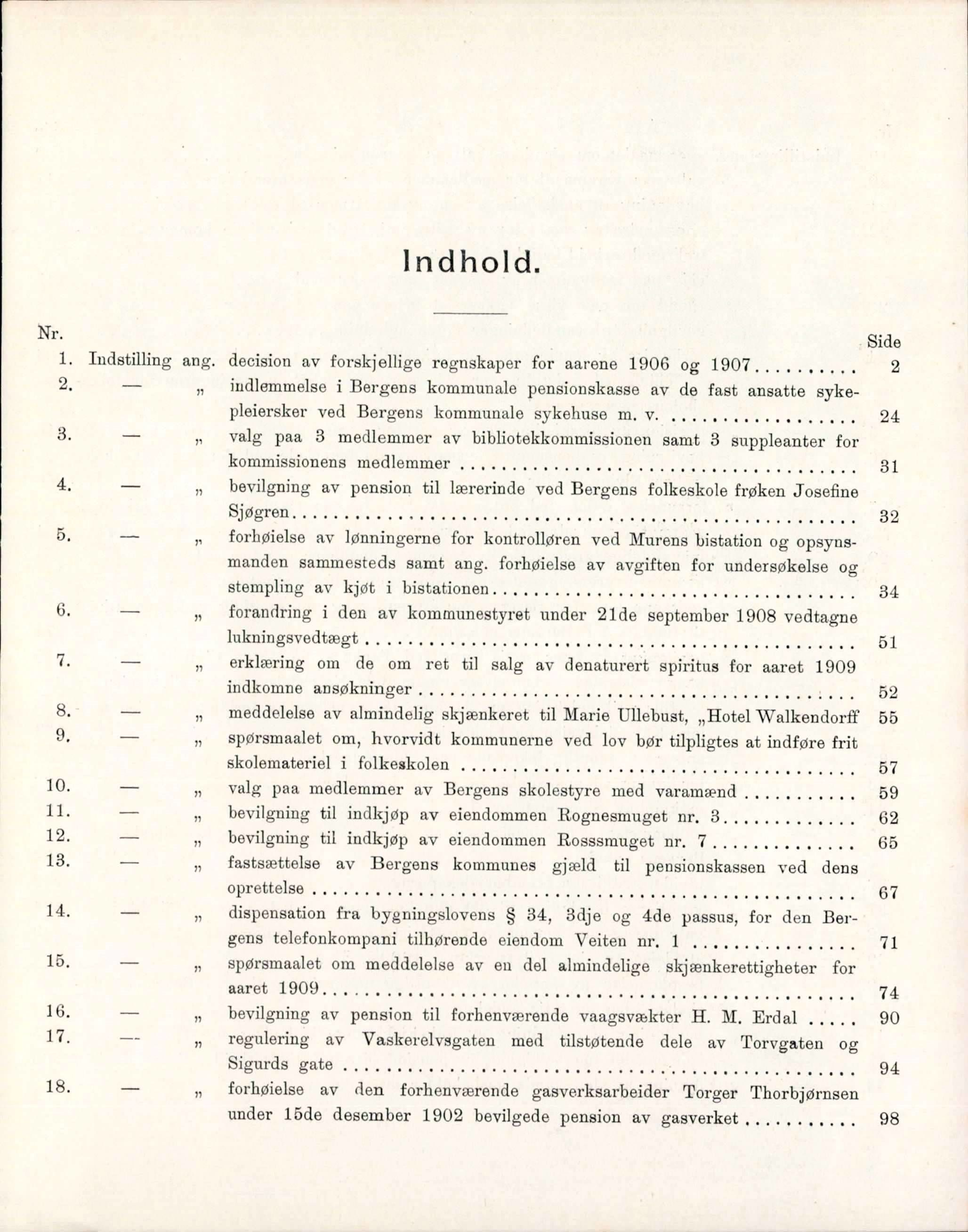 Bergen kommune. Formannskapet, BBA/A-0003/Ad/L0080: Bergens Kommuneforhandlinger, bind I, 1909