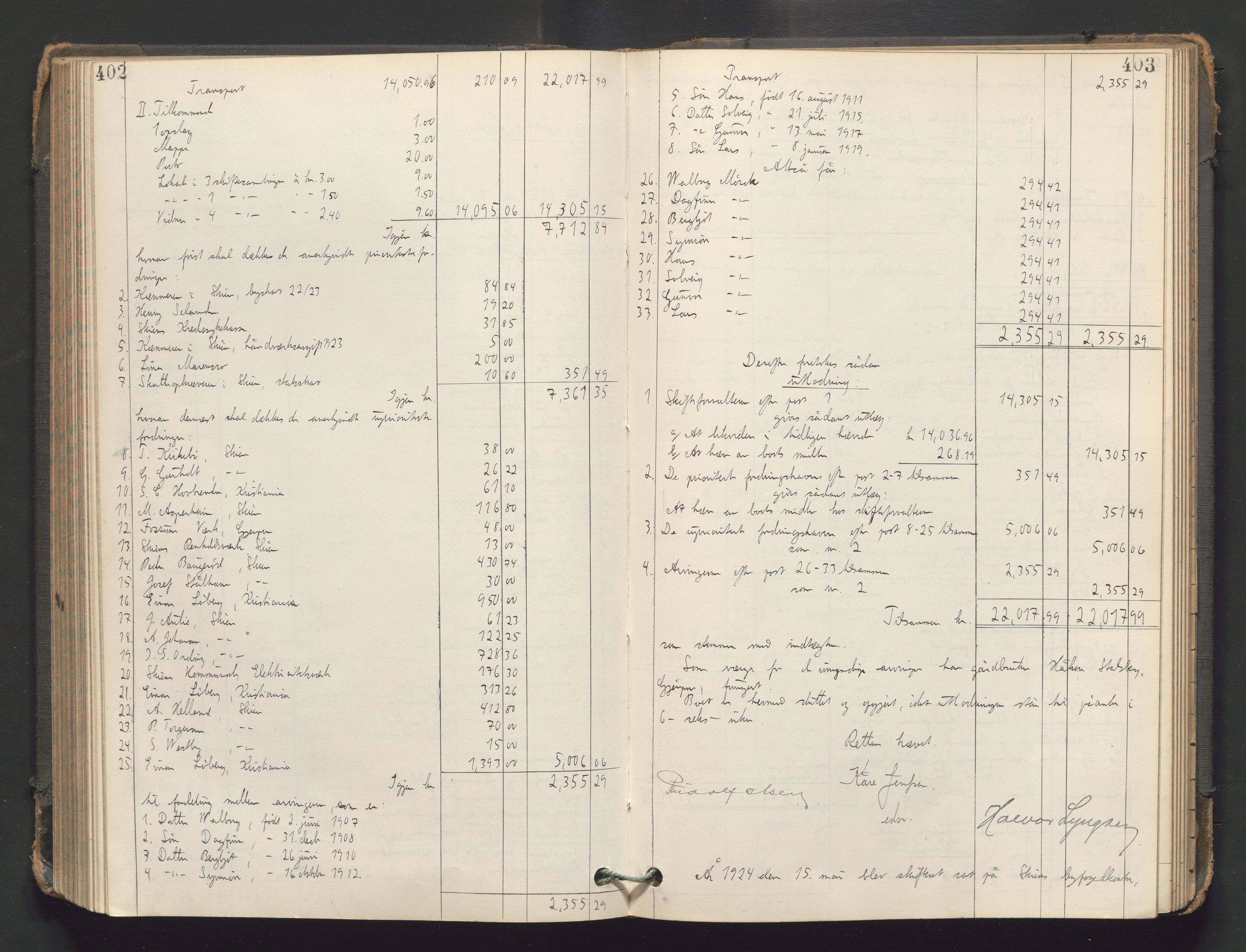 Skien byfogd, AV/SAKO-A-219/H/He/L0004: Skifteutlodningsprotokoll, 1915-1925, s. 402-403