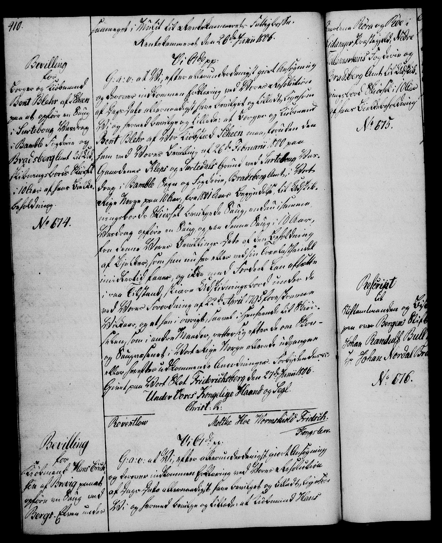 Rentekammeret, Kammerkanselliet, AV/RA-EA-3111/G/Gg/Gga/L0018: Norsk ekspedisjonsprotokoll med register (merket RK 53.18), 1804-1806, s. 410