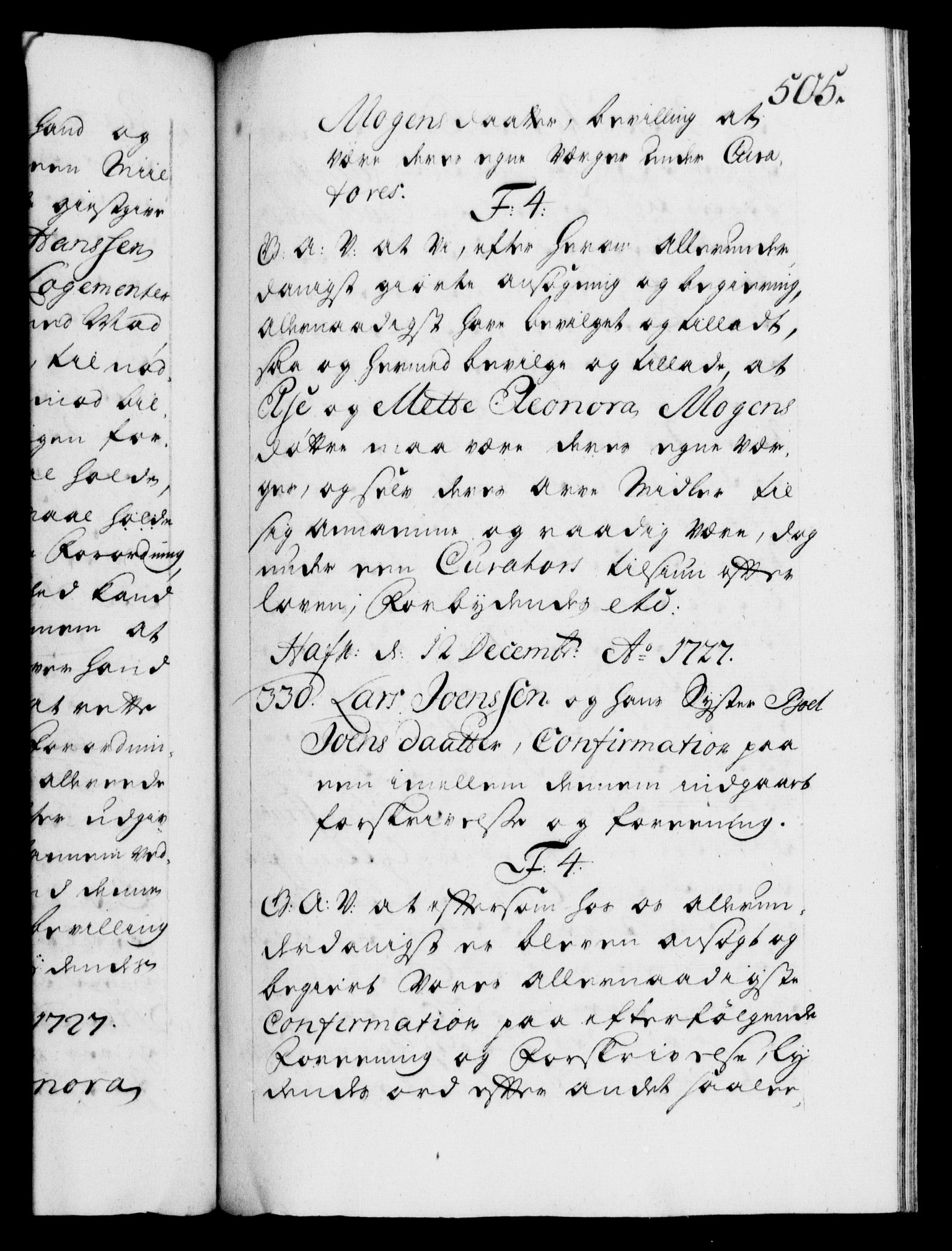 Danske Kanselli 1572-1799, AV/RA-EA-3023/F/Fc/Fca/Fcaa/L0025: Norske registre, 1726-1728, s. 505a