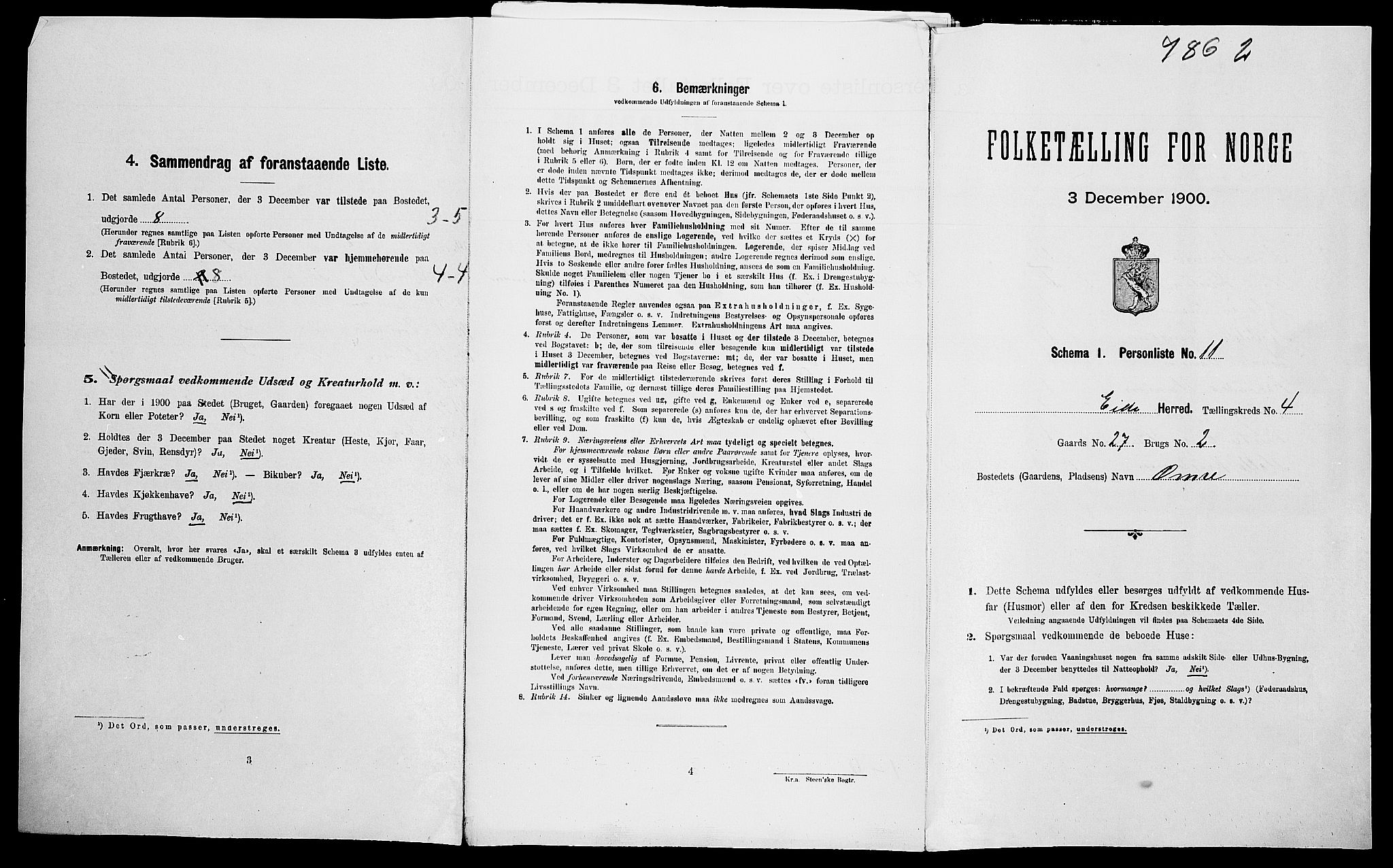 SAK, Folketelling 1900 for 0925 Eide herred, 1900, s. 302