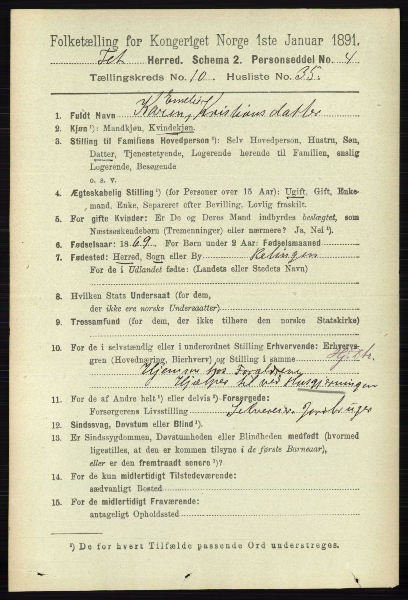 RA, Folketelling 1891 for 0227 Fet herred, 1891, s. 4188