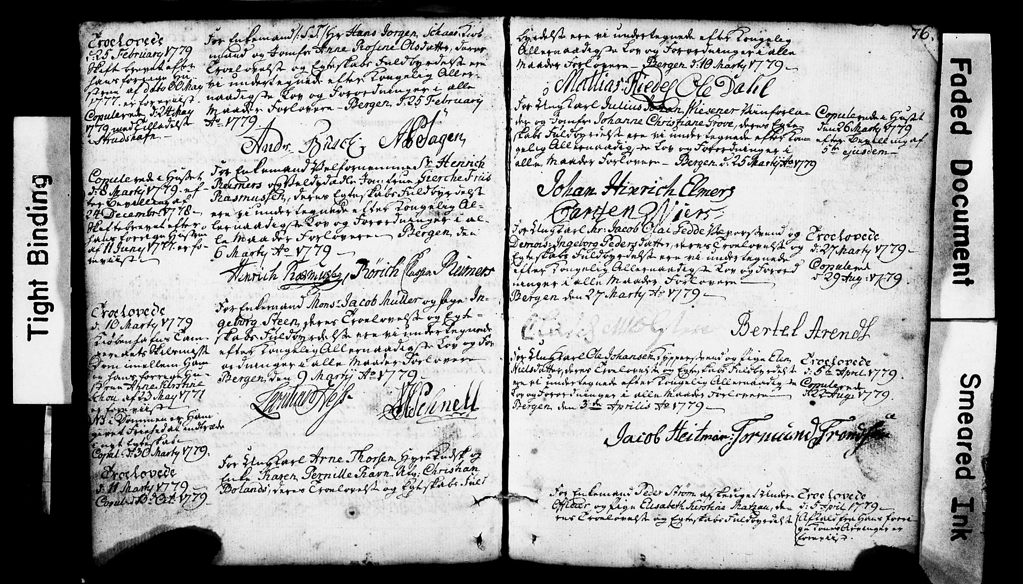 Domkirken sokneprestembete, SAB/A-74801: Forlovererklæringer nr. II.5.1, 1767-1792, s. 76