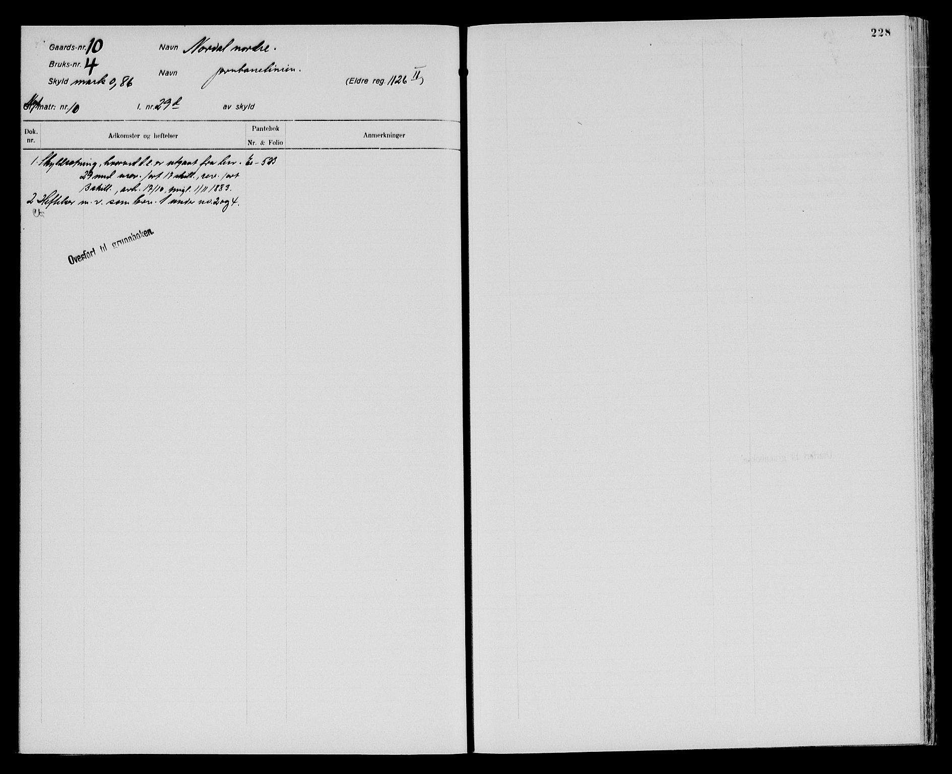 Bamble sorenskriveri, AV/SAKO-A-214/G/Gb/Gbg/L0001: Panteregister nr. VII 1, s. 228