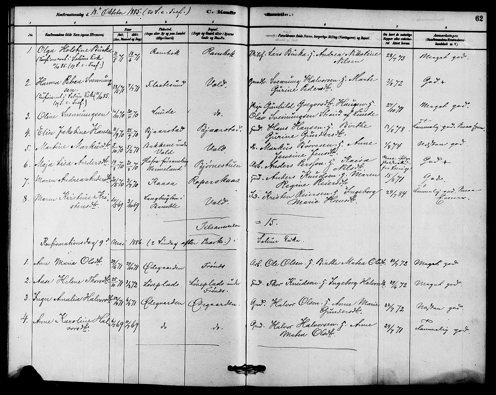 Solum kirkebøker, AV/SAKO-A-306/F/Fc/L0001: Ministerialbok nr. III 1, 1877-1891, s. 62