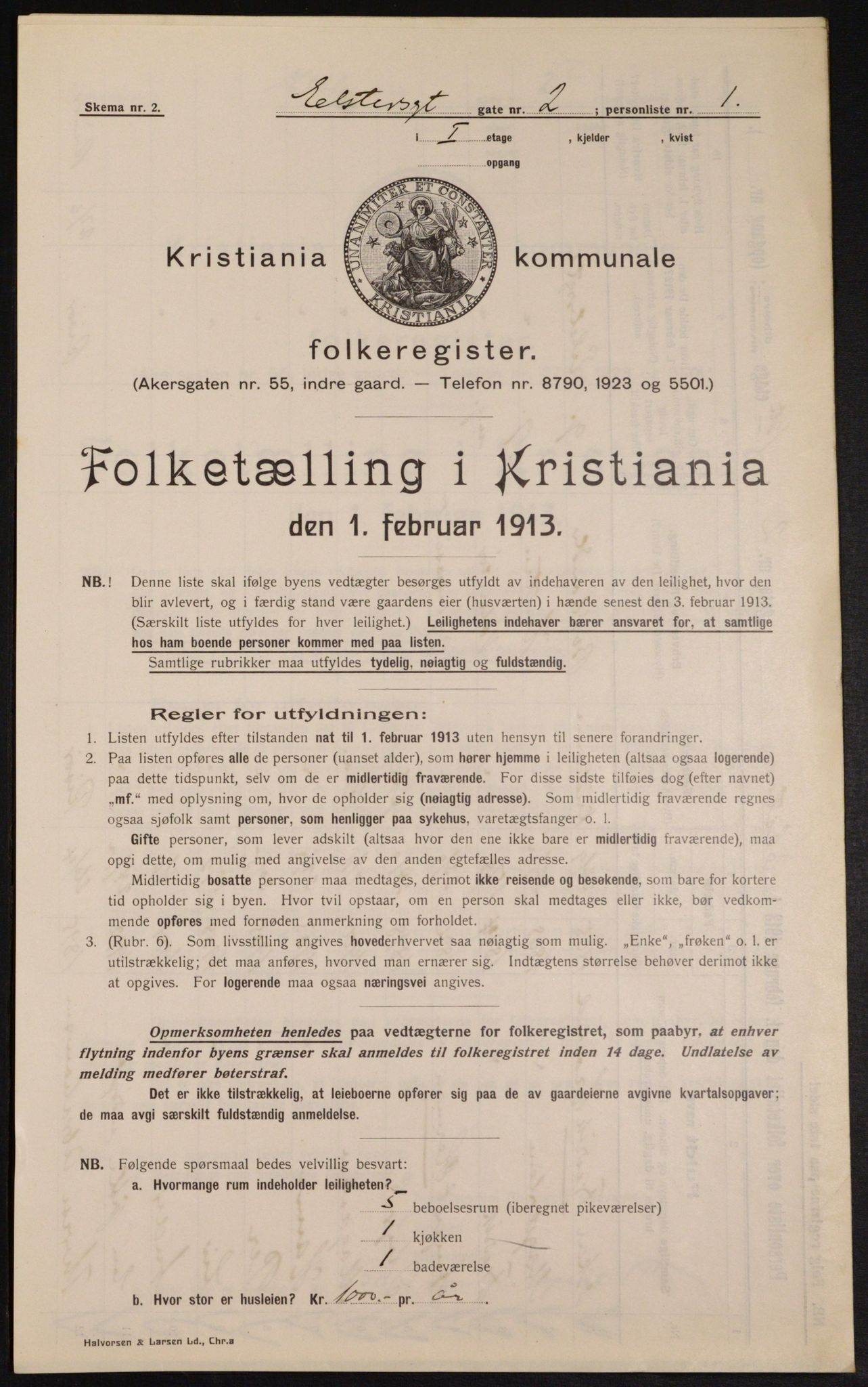 OBA, Kommunal folketelling 1.2.1913 for Kristiania, 1913, s. 20961