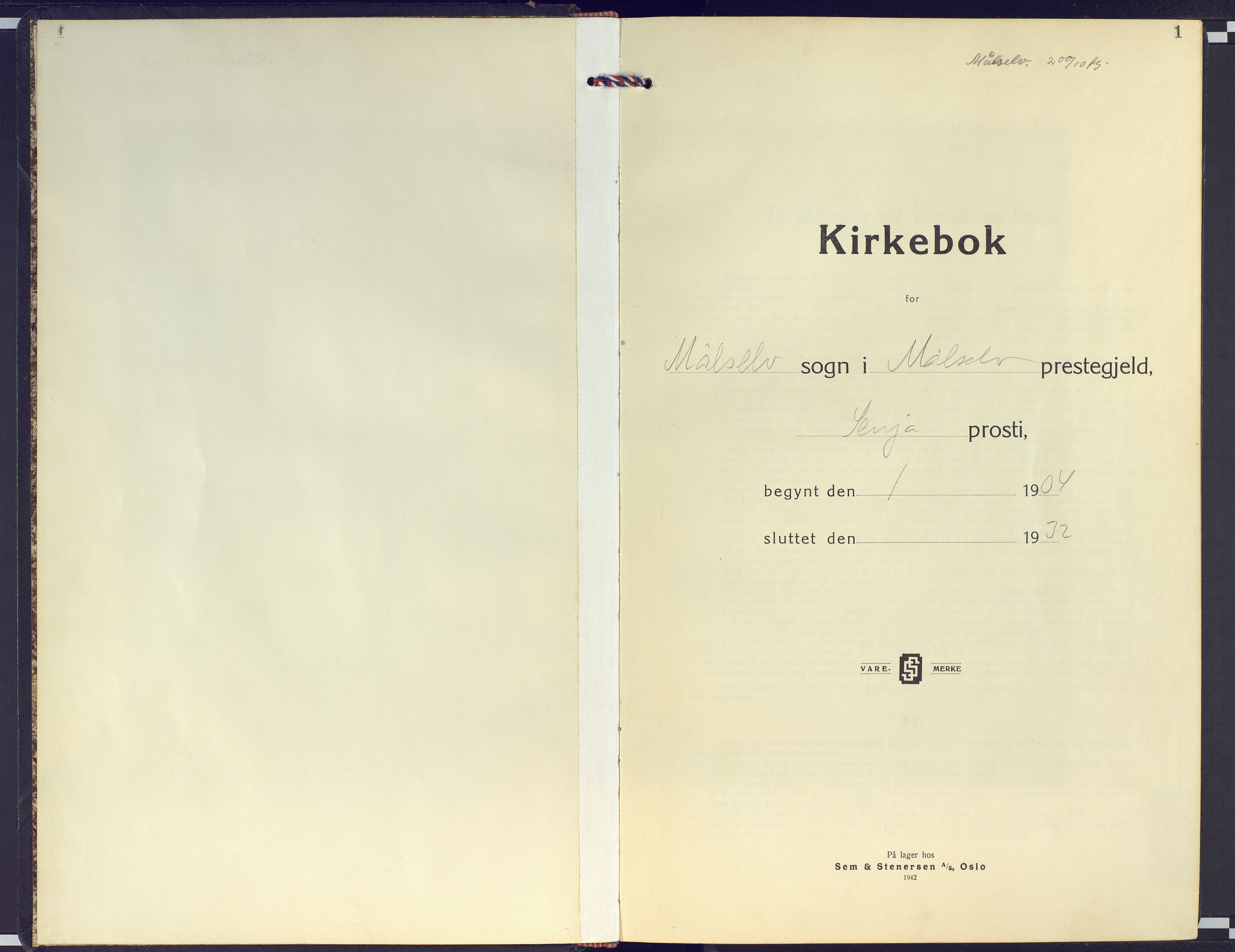 Målselv sokneprestembete, SATØ/S-1311/G/Ga/Gab/L0005klokker: Klokkerbok nr. 5, 1901-1932, s. 1