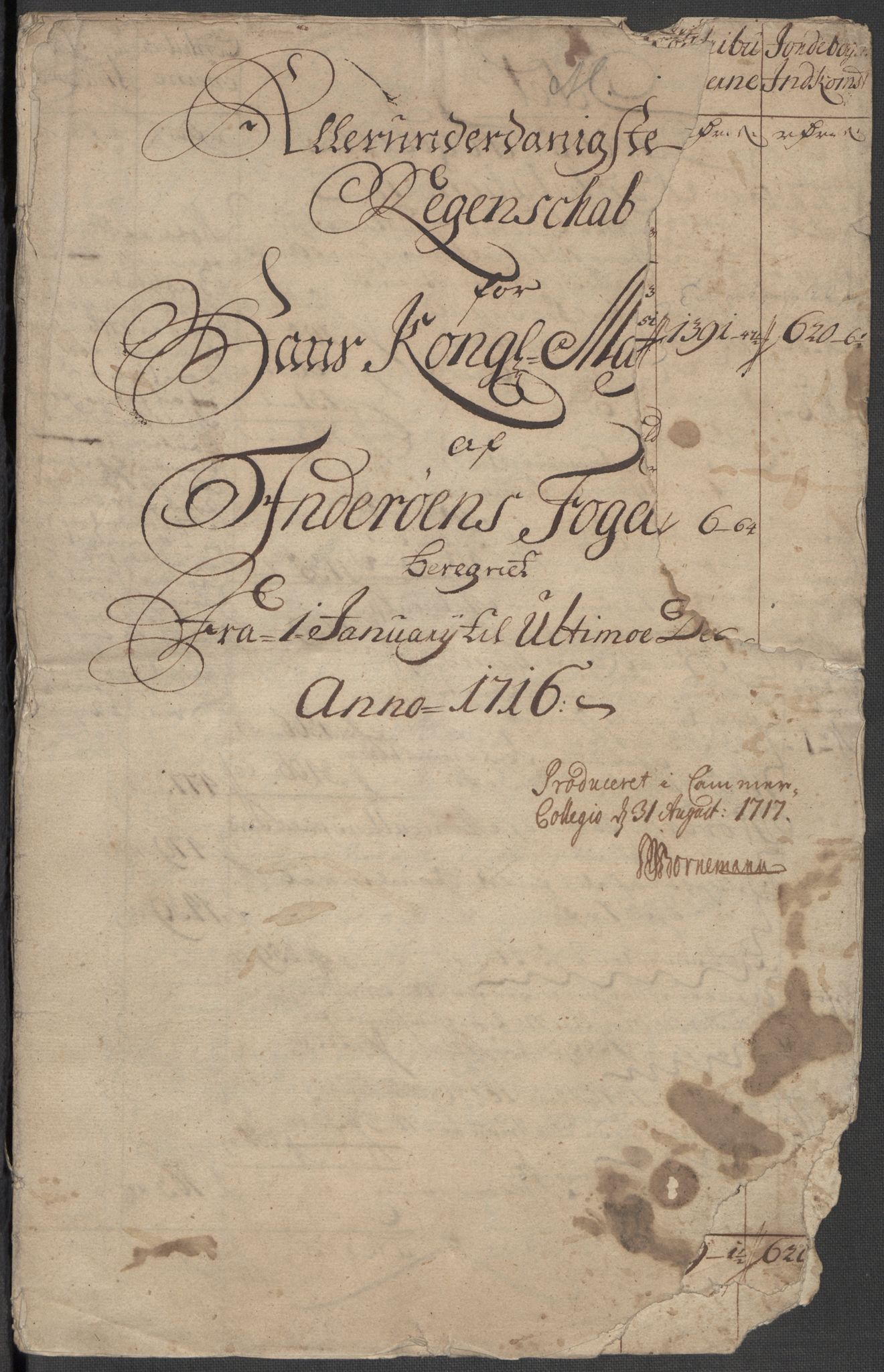 Rentekammeret inntil 1814, Reviderte regnskaper, Fogderegnskap, AV/RA-EA-4092/R63/L4324: Fogderegnskap Inderøy, 1716, s. 3