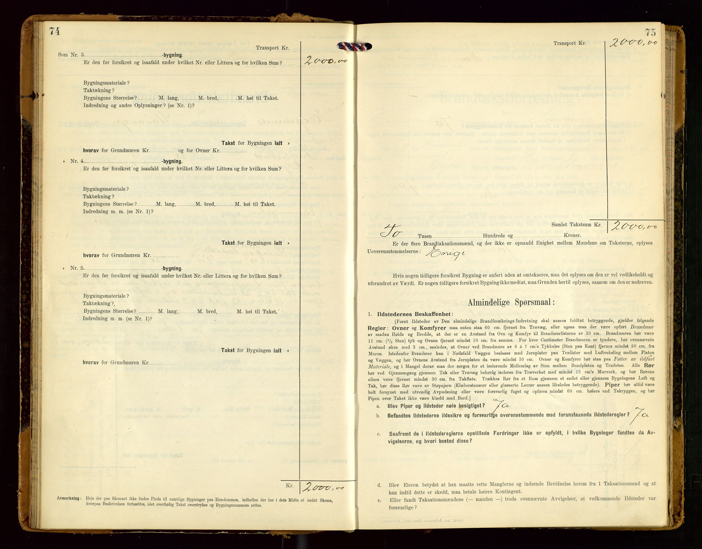 Eigersund lensmannskontor, SAST/A-100171/Gob/L0002: "Brandtakstprotokol", 1910-1916, s. 74-75