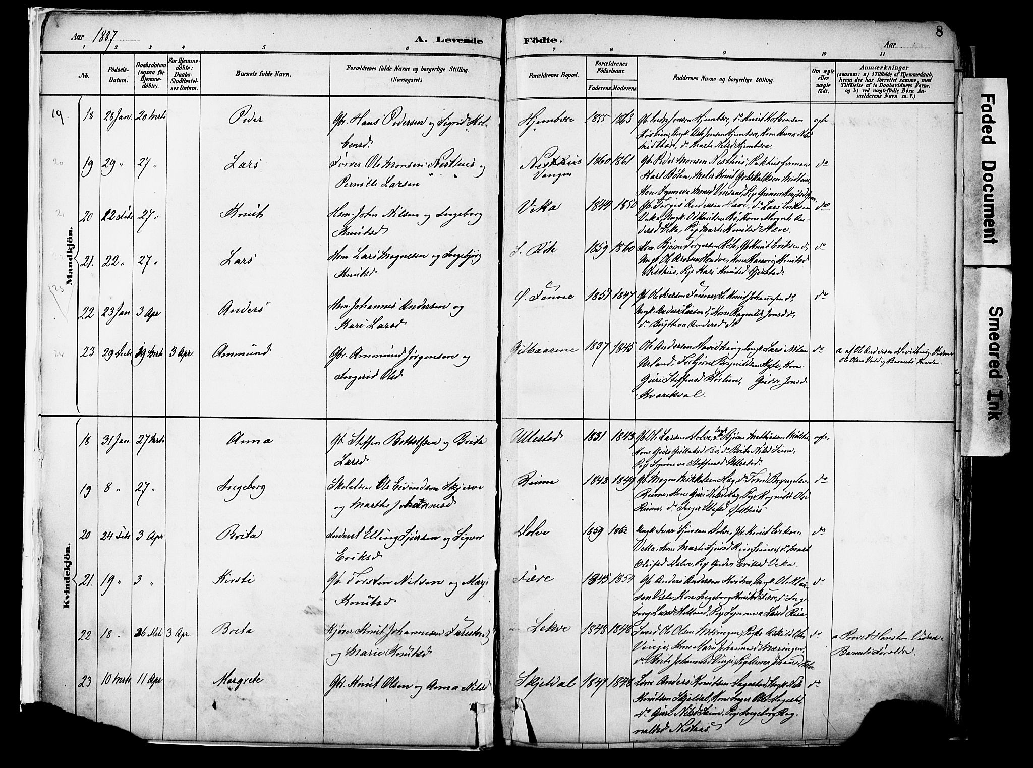 Voss sokneprestembete, AV/SAB-A-79001/H/Haa: Ministerialbok nr. A 21, 1887-1903, s. 8