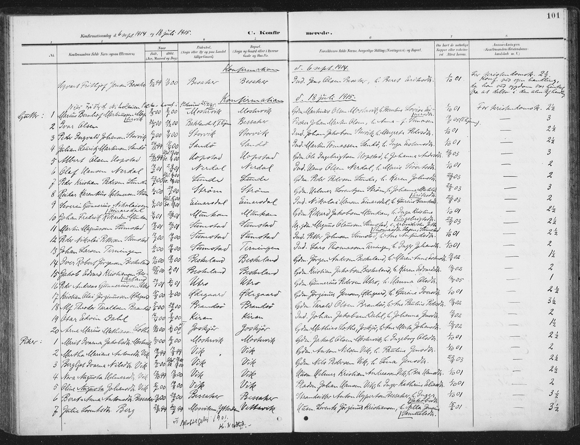 Ministerialprotokoller, klokkerbøker og fødselsregistre - Sør-Trøndelag, AV/SAT-A-1456/657/L0709: Ministerialbok nr. 657A10, 1905-1919, s. 101