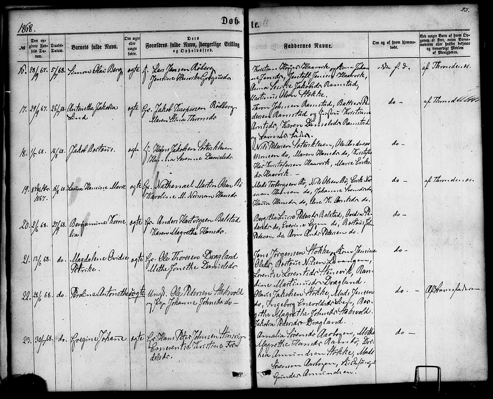 Ministerialprotokoller, klokkerbøker og fødselsregistre - Nordland, AV/SAT-A-1459/865/L0923: Ministerialbok nr. 865A01, 1864-1884, s. 23