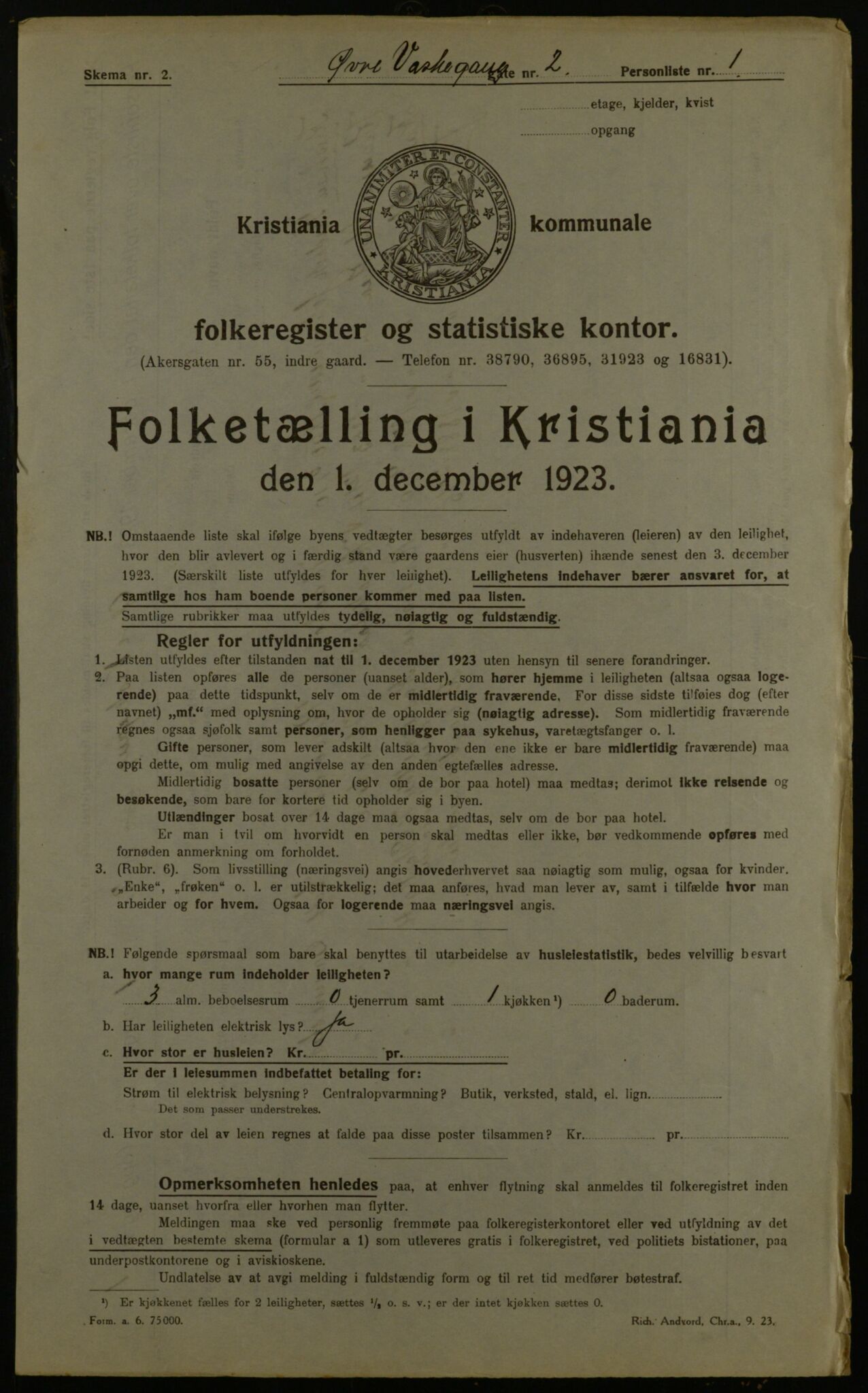 OBA, Kommunal folketelling 1.12.1923 for Kristiania, 1923, s. 143251