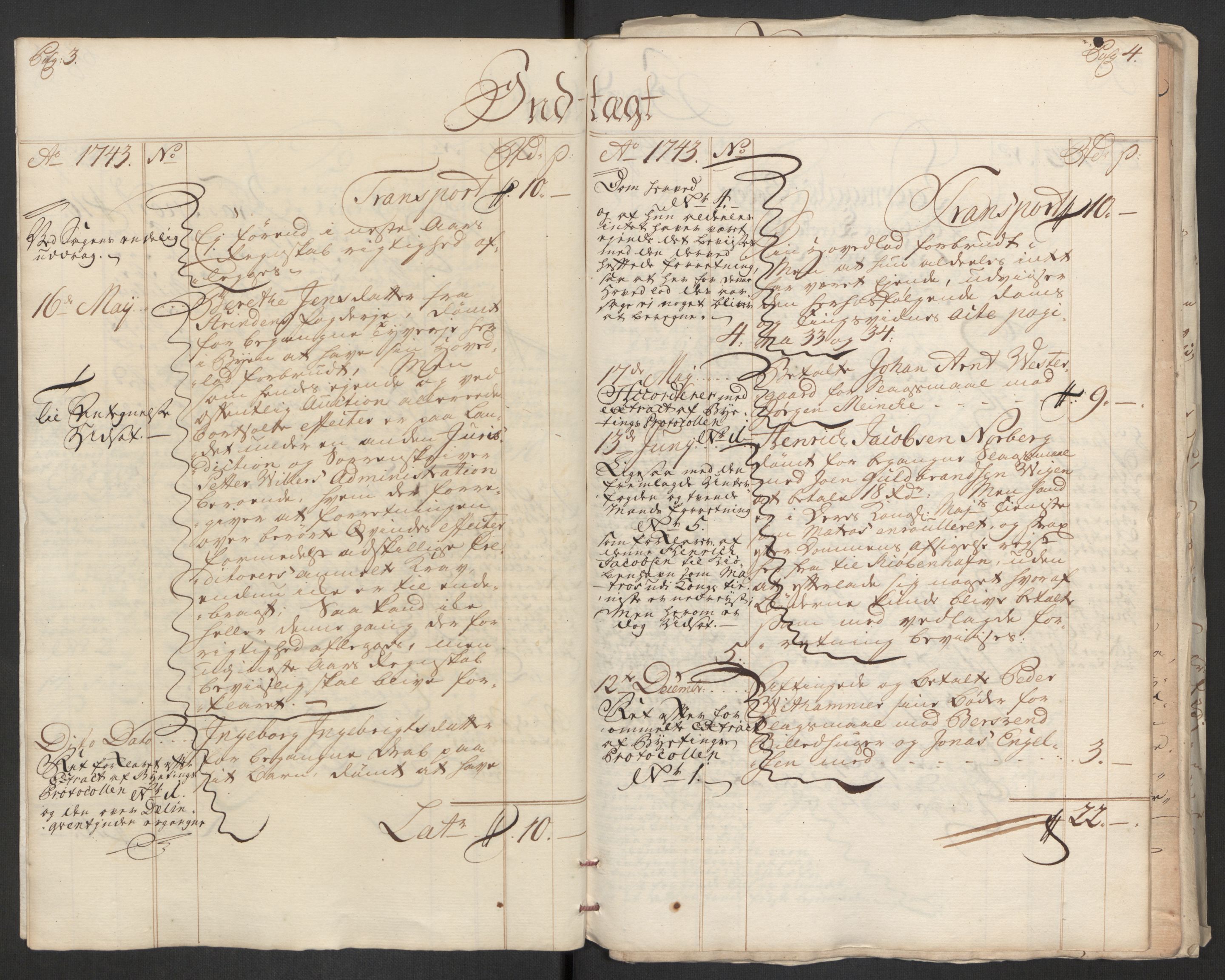 Rentekammeret inntil 1814, Reviderte regnskaper, Byregnskaper, AV/RA-EA-4066/R/Rs/L0541: [S22] Sikt og sakefall, 1743-1746, s. 5