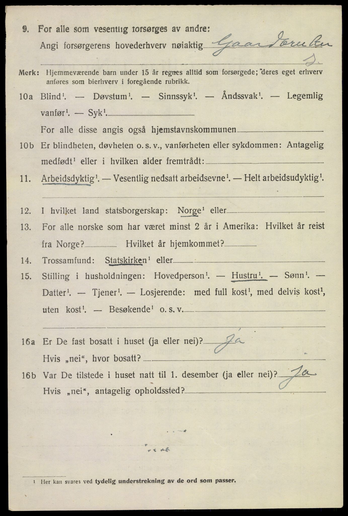 SAKO, Folketelling 1920 for 0821 Bø herred, 1920, s. 1909