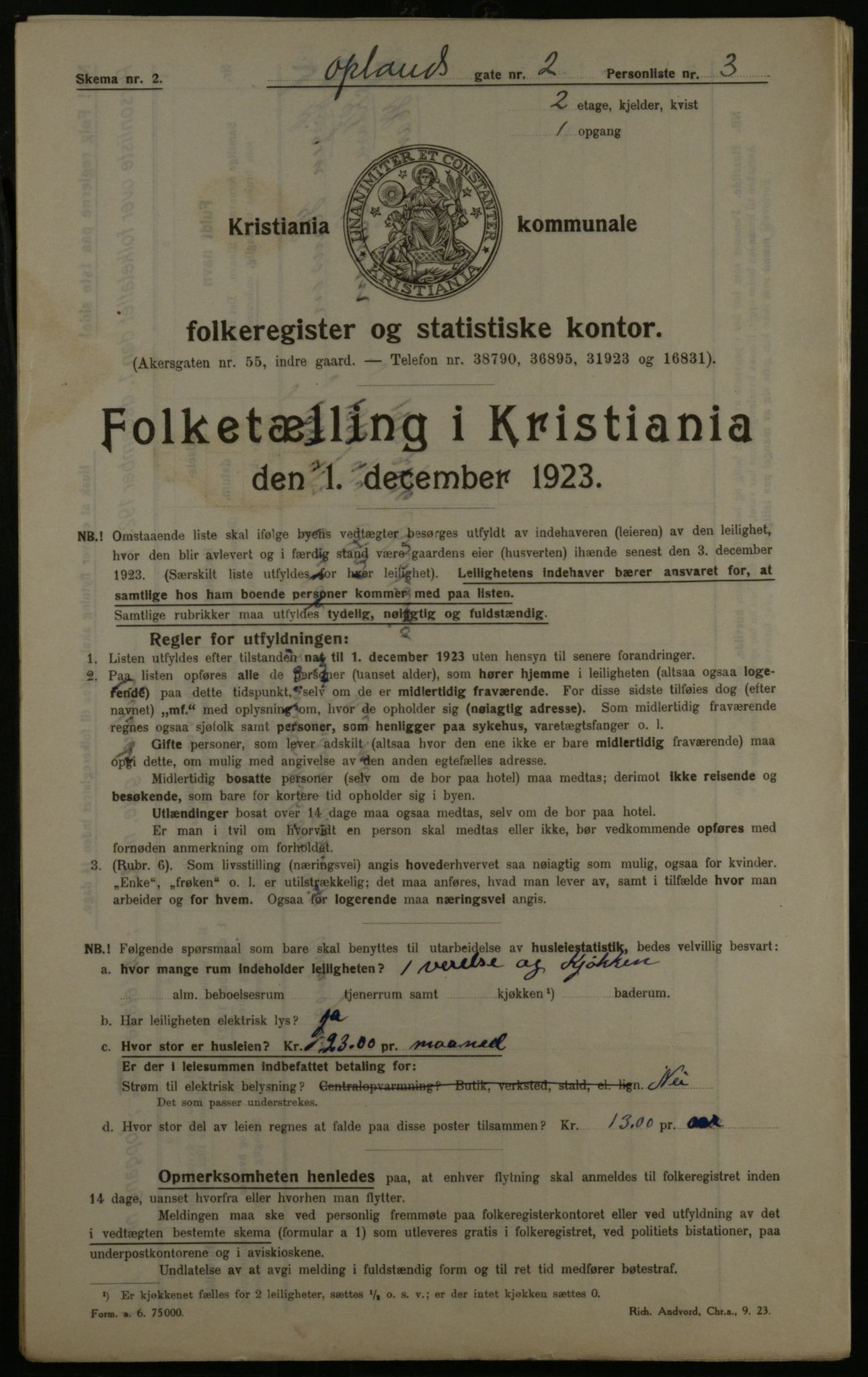 OBA, Kommunal folketelling 1.12.1923 for Kristiania, 1923, s. 83688