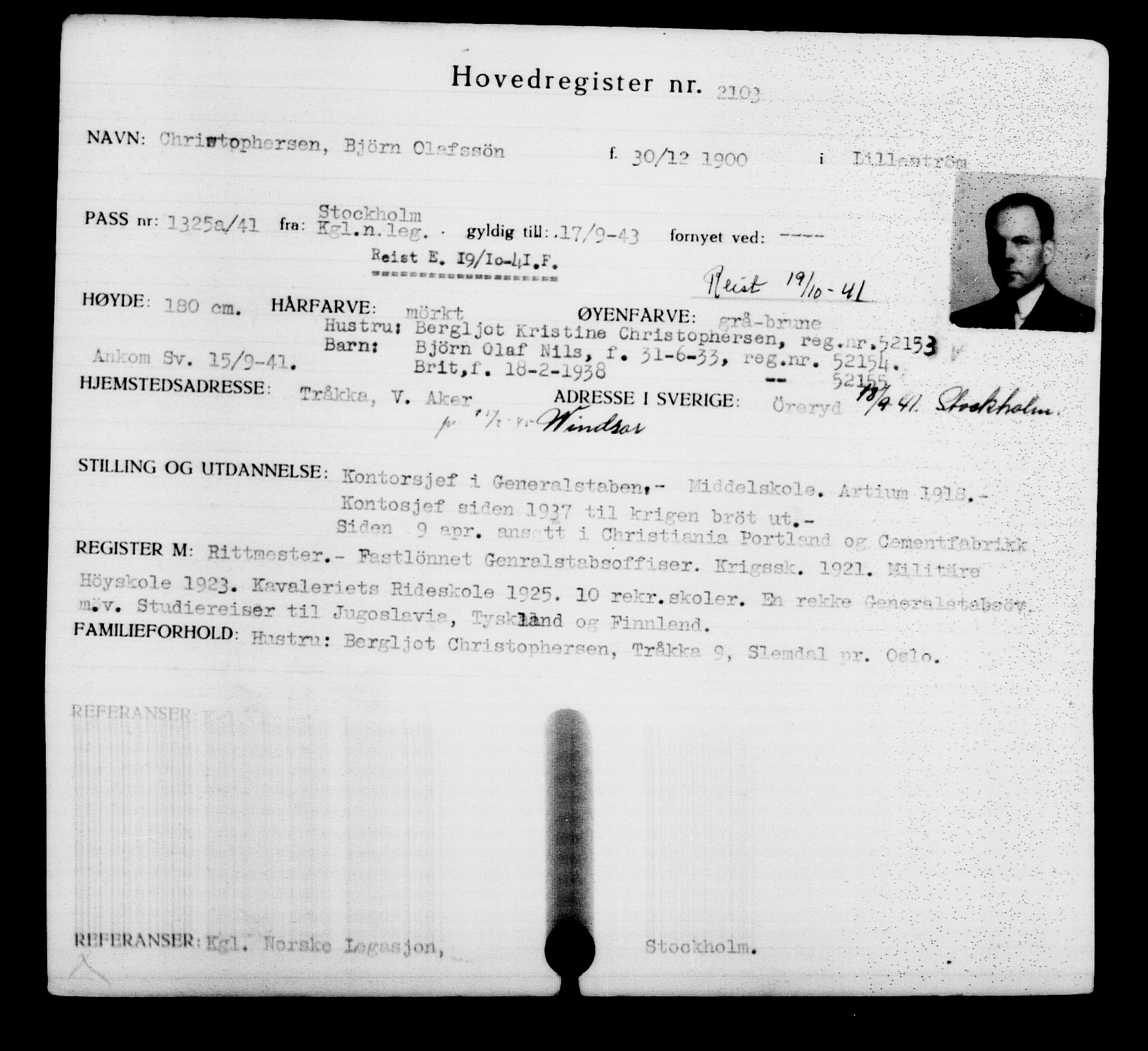 Utenriksstasjonene, Legasjonen i Stockholm, Flyktningkontoret, AV/RA-S-6753/V/Va/L0003: Kjesäterkartoteket, flyktninger med registreringsnr. 2001-3495, 1940-1945, s. 139