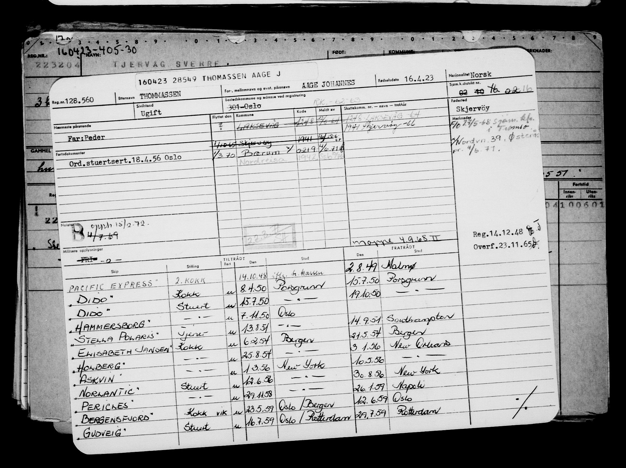 Direktoratet for sjømenn, AV/RA-S-3545/G/Gb/L0218: Hovedkort, 1923, s. 69