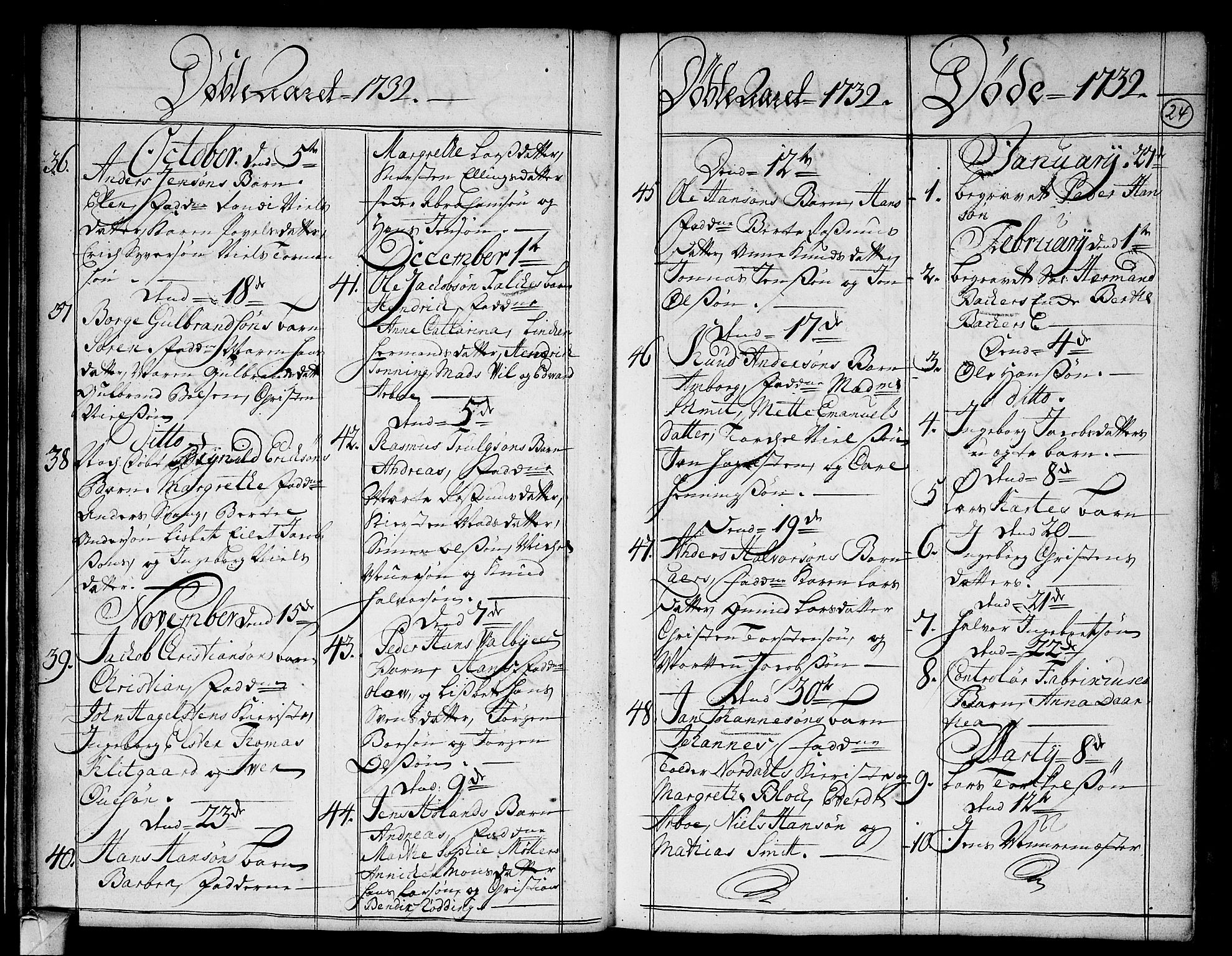 Strømsø kirkebøker, AV/SAKO-A-246/F/Fa/L0004: Ministerialbok nr. I 4, 1731-1734, s. 24