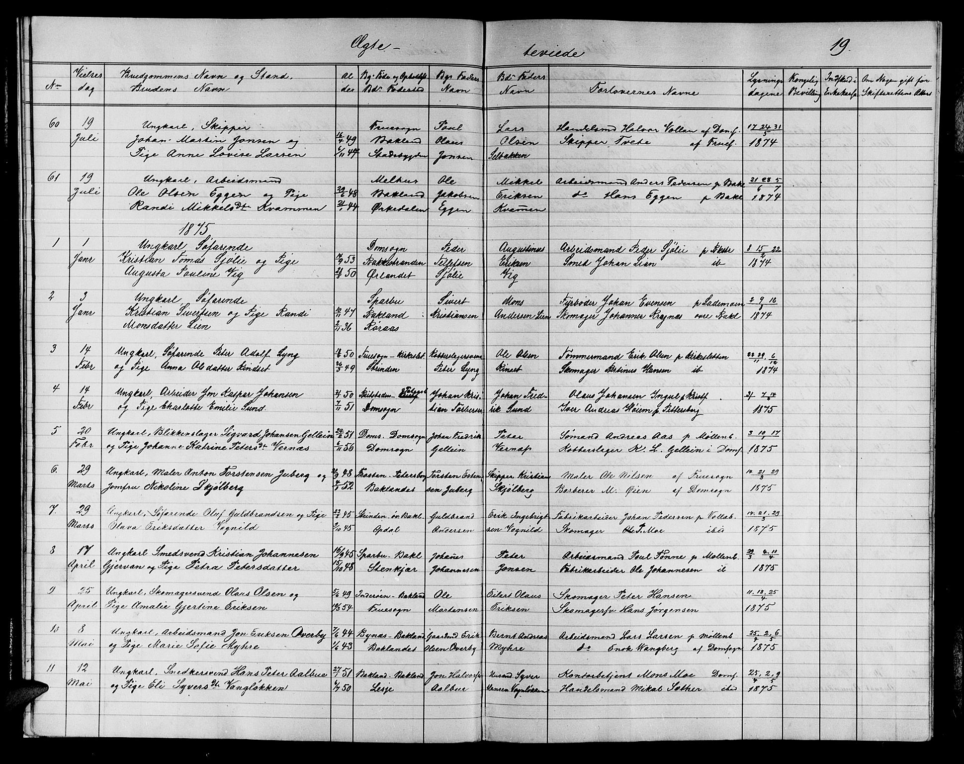 Ministerialprotokoller, klokkerbøker og fødselsregistre - Sør-Trøndelag, SAT/A-1456/604/L0221: Klokkerbok nr. 604C04, 1870-1885, s. 19