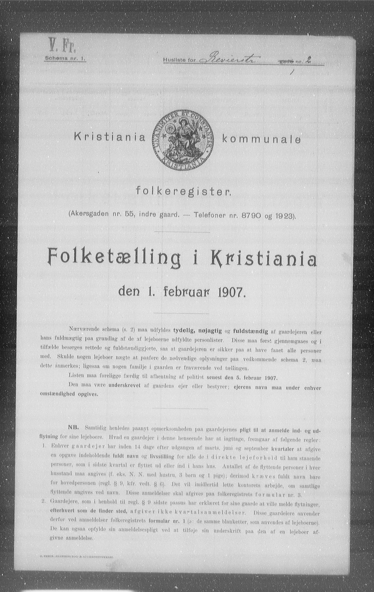 OBA, Kommunal folketelling 1.2.1907 for Kristiania kjøpstad, 1907, s. 42268