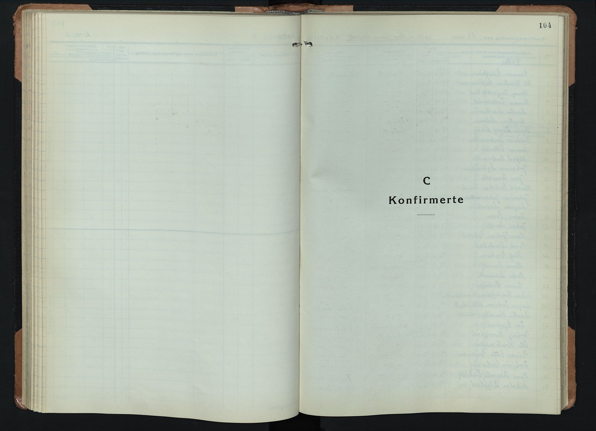 Vang prestekontor, Hedmark, SAH/PREST-008/H/Ha/Hab/L0016: Klokkerbok nr. 16, 1933-1945, s. 104